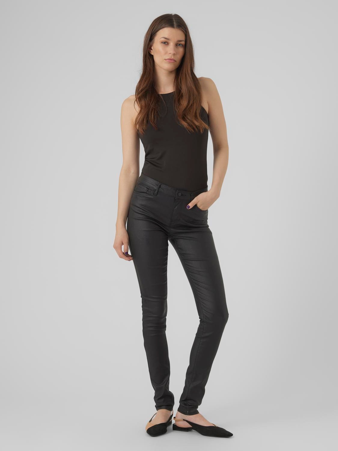 Vero Moda VMSEVEN Średnia talia Spodnie -Black - 10138972
