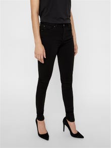 Vero Moda VMLUX Medelhög midja Slim Fit Jeans -Black - 10158160