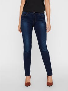Vero Moda VMSEVEN Talle medio Corte slim Vaqueros -Dark Blue Denim - 10183682
