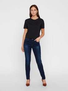Vero Moda VMSEVEN Talle medio Corte slim Vaqueros -Dark Blue Denim - 10183682