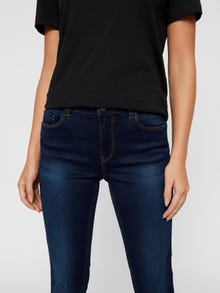 Vero Moda VMSEVEN Talle medio Corte slim Vaqueros -Dark Blue Denim - 10183682