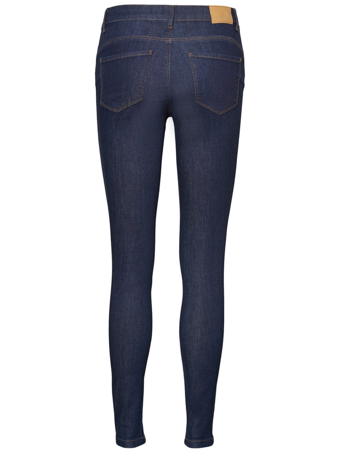 Vero Moda VMSEVEN Middels høyt snitt Slim Fit Jeans -Dark Blue Denim - 10183948
