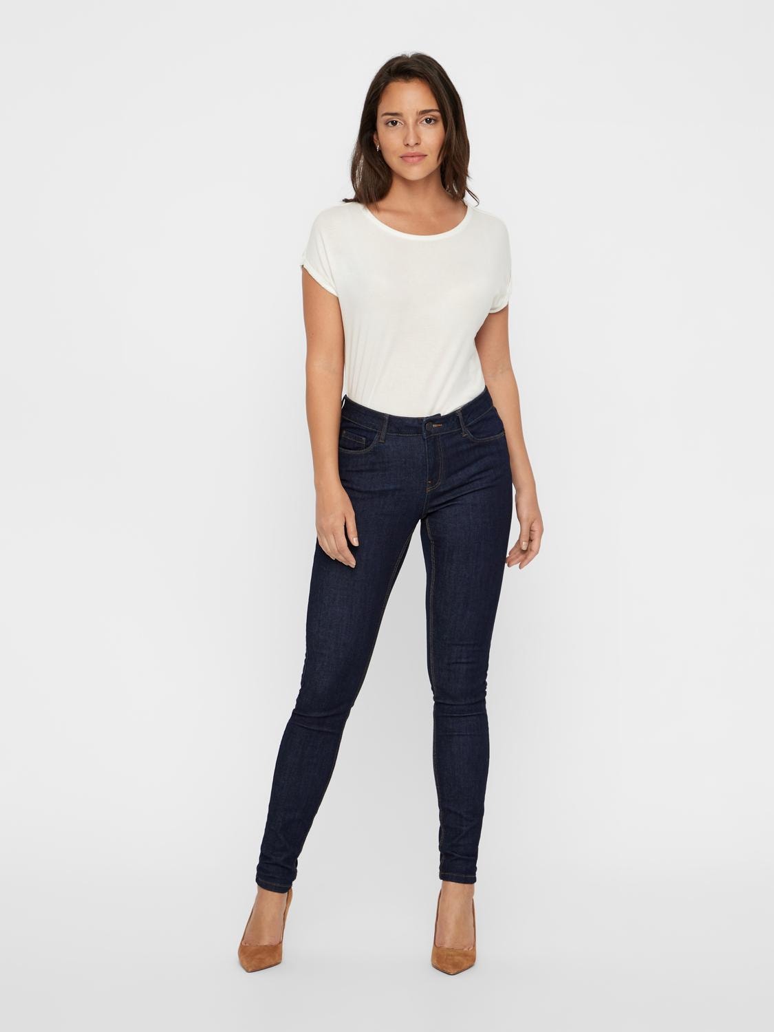 Vero Moda VMSEVEN Slim Fit Jeans -Dark Blue Denim - 10183948