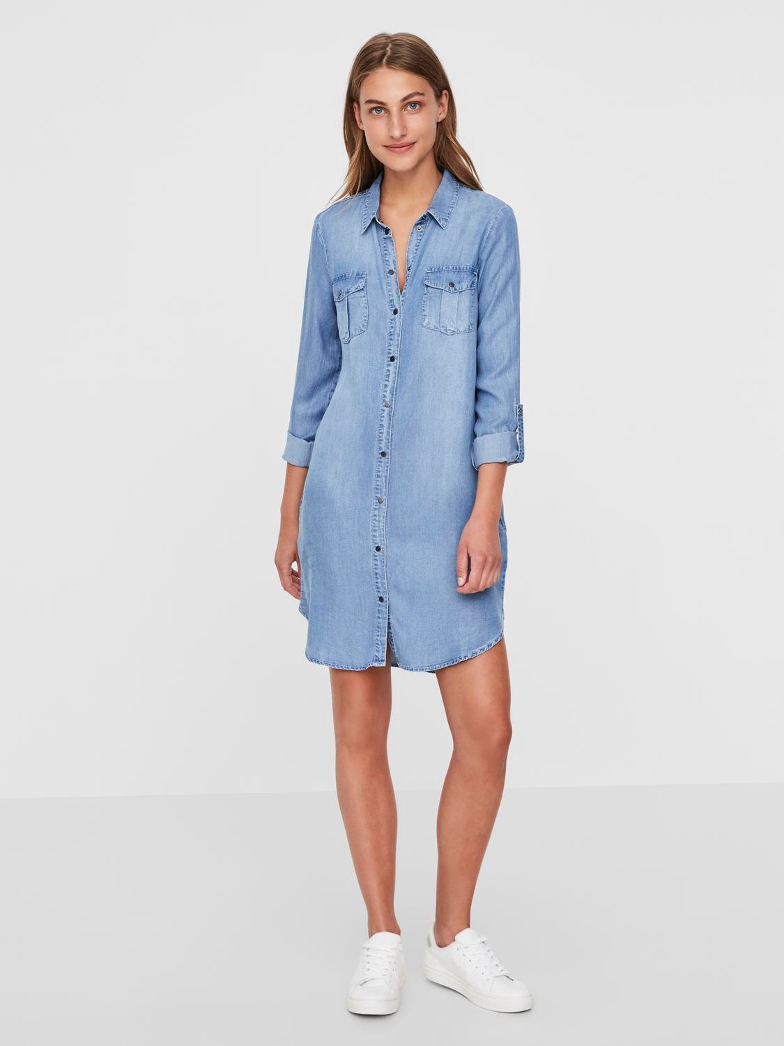 Vero Moda VMSILLA Korte jurk -Light Blue Denim - 10184172