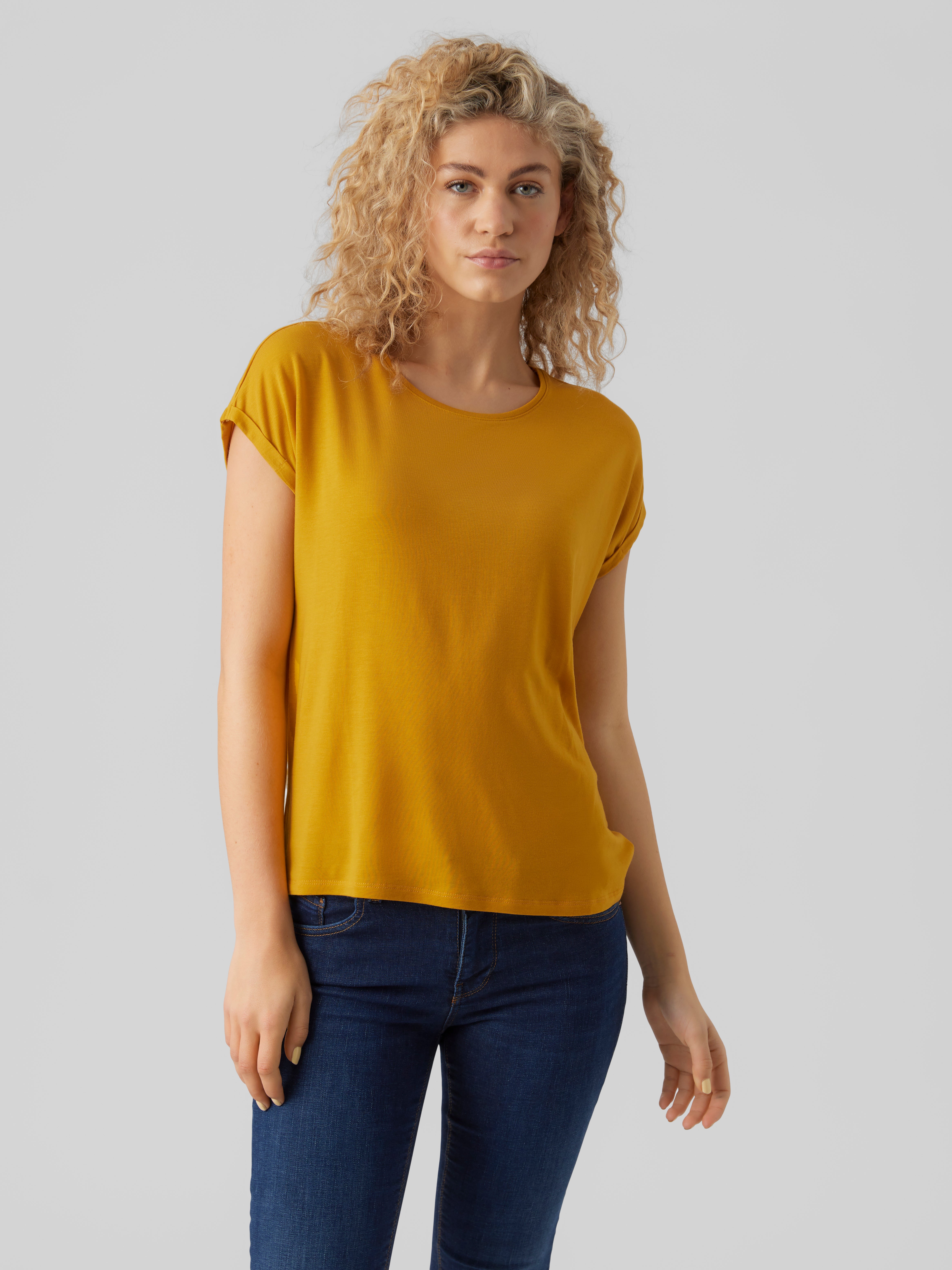 Regular Fit O-Neck T-Shirt | Medium Orange | Vero Moda®