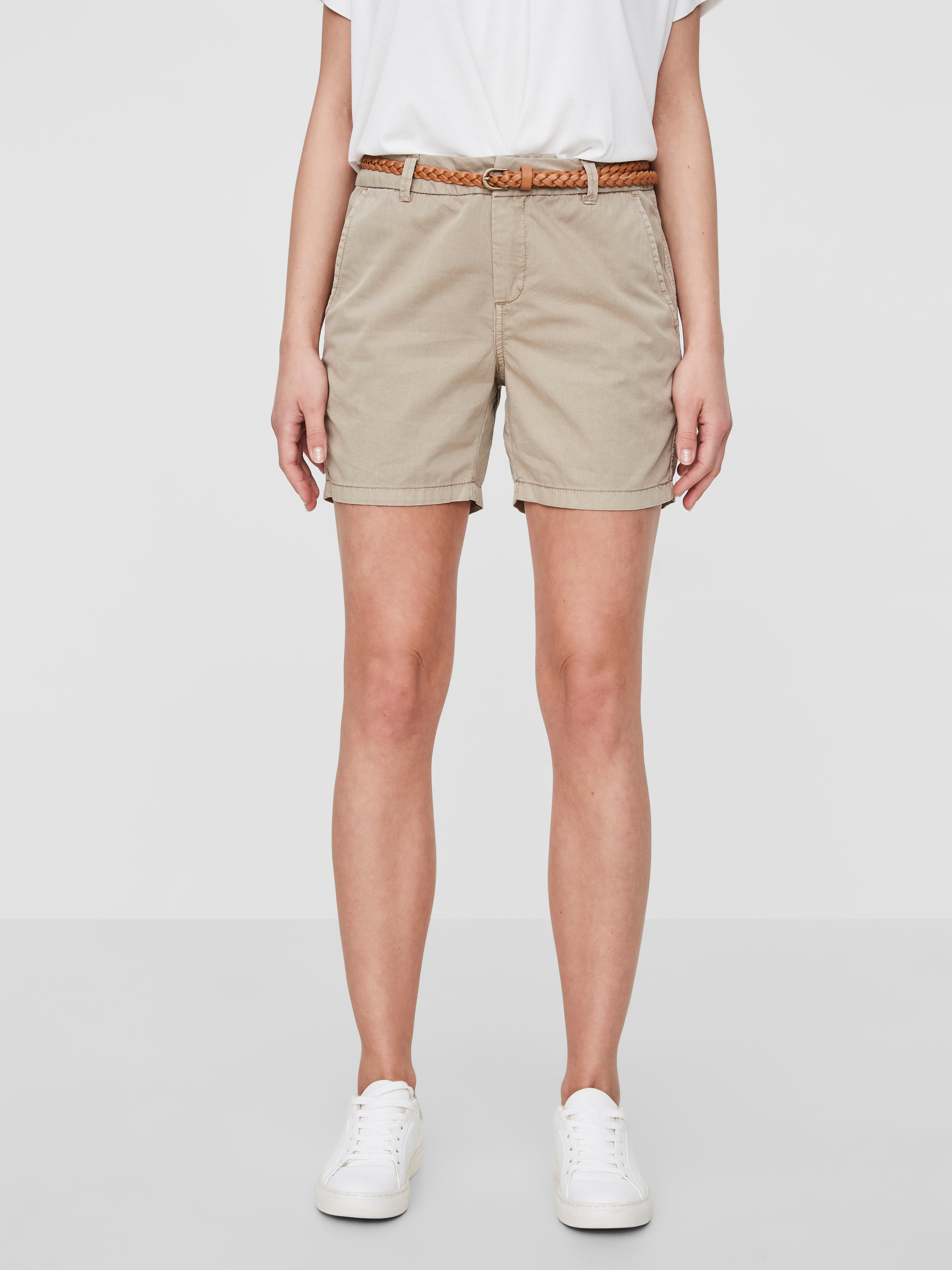 Vero Moda High waist short bruin-wolwit geruite print casual uitstraling Mode Korte broeken High waist short 