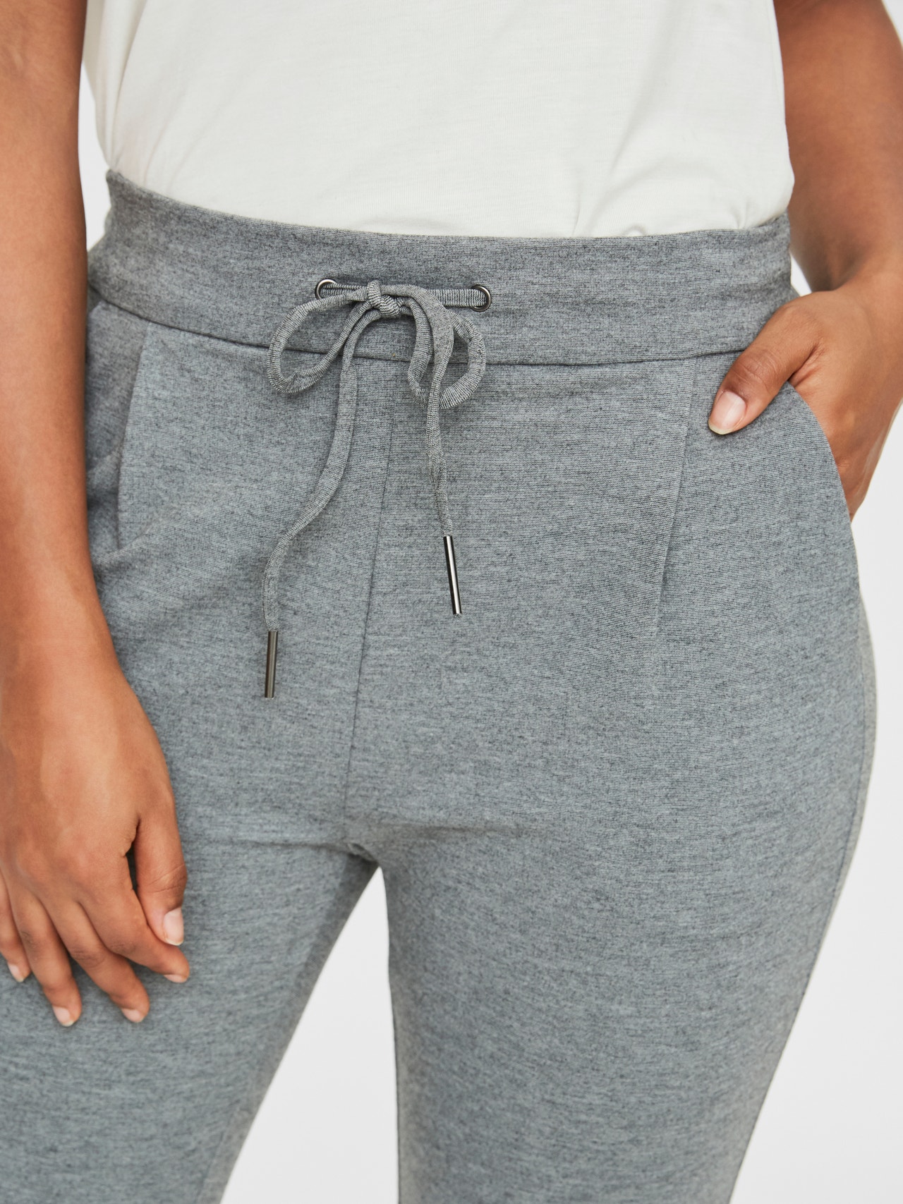 Vero Moda VMEVA Mid waist Trousers -Medium Grey Melange - 10197909
