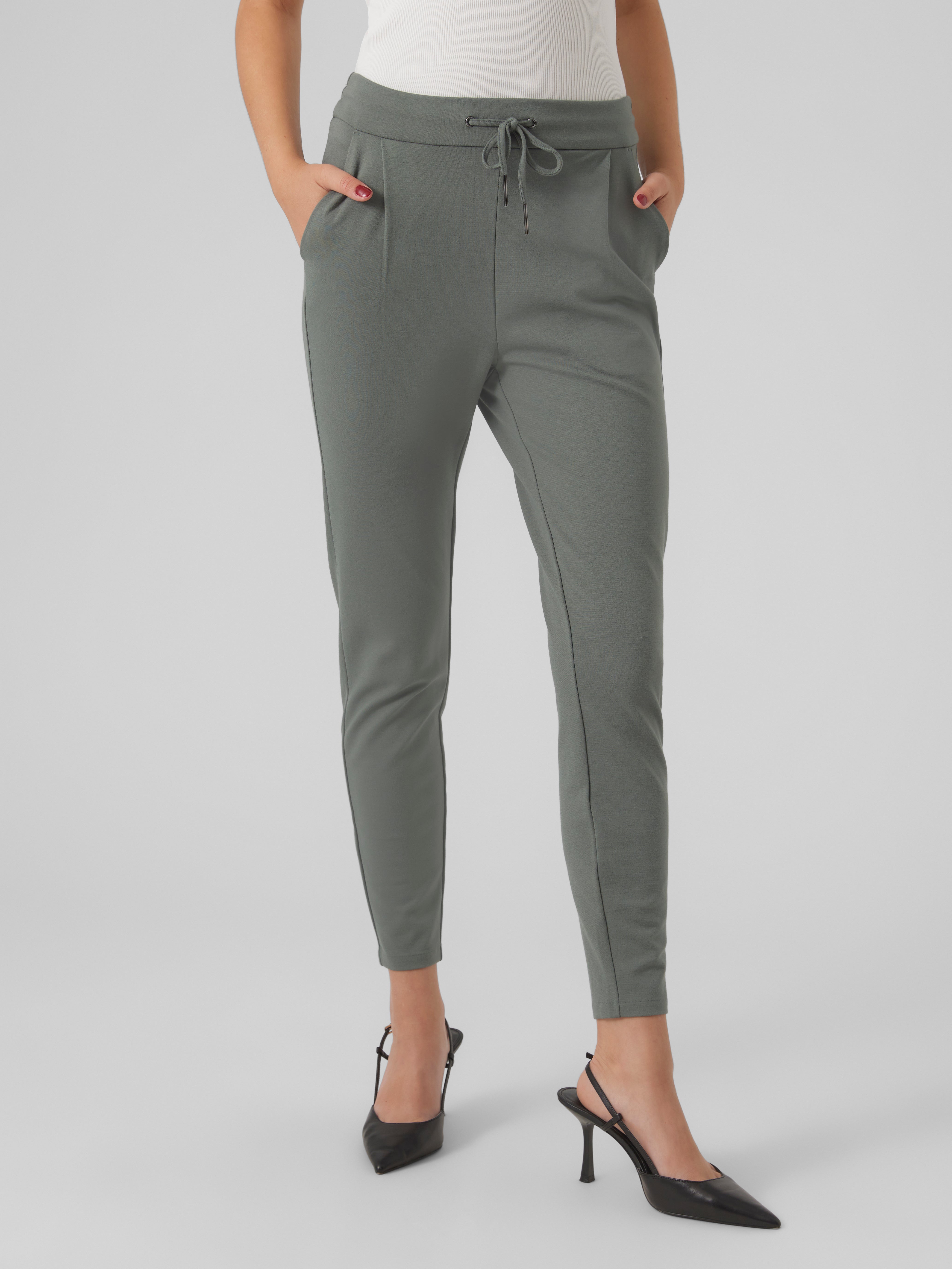 VMEVA Cintura media Pantalones Verde oscuro Vero Moda