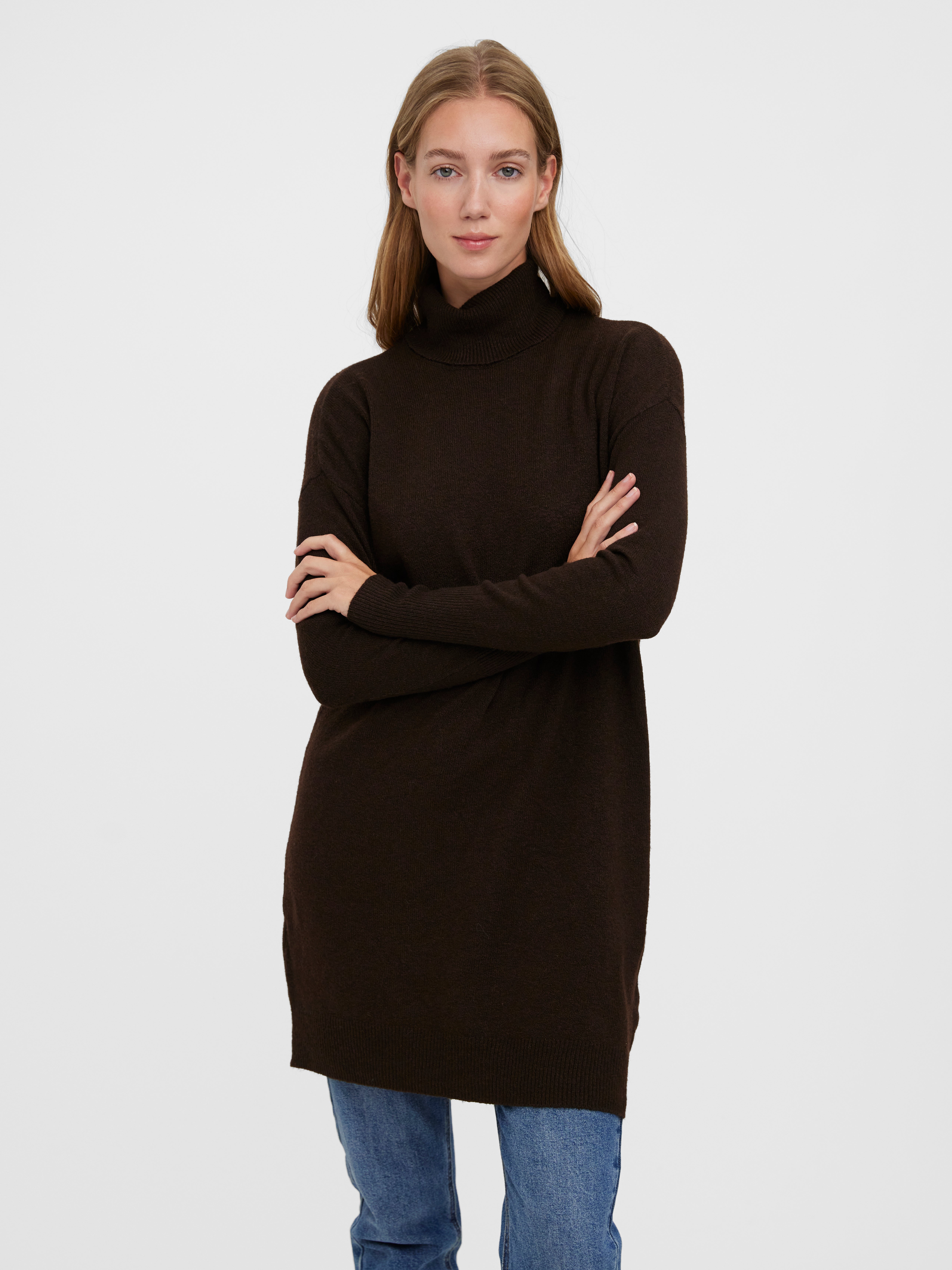 Vero Moda Sweaterjurk lichtgrijs-zwart gestippeld casual uitstraling Mode Jurken Sweaterjurken 