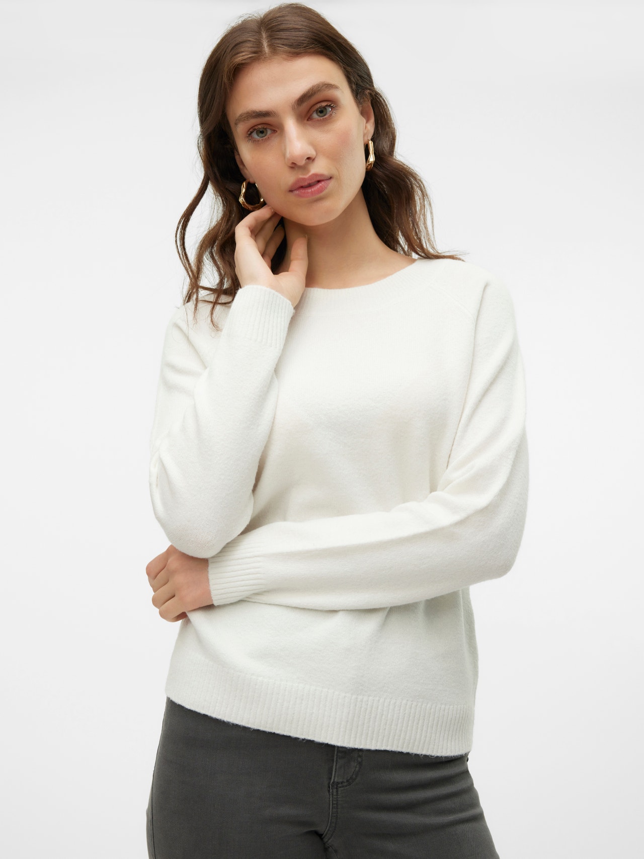 VERO MODA VMSILJE GA NOOS 2/4 O-hals pullover, wit (bright white), L VERO MODA VMSILJE GA NOOS 2/4 O-hals pullover, wit (bright white), L