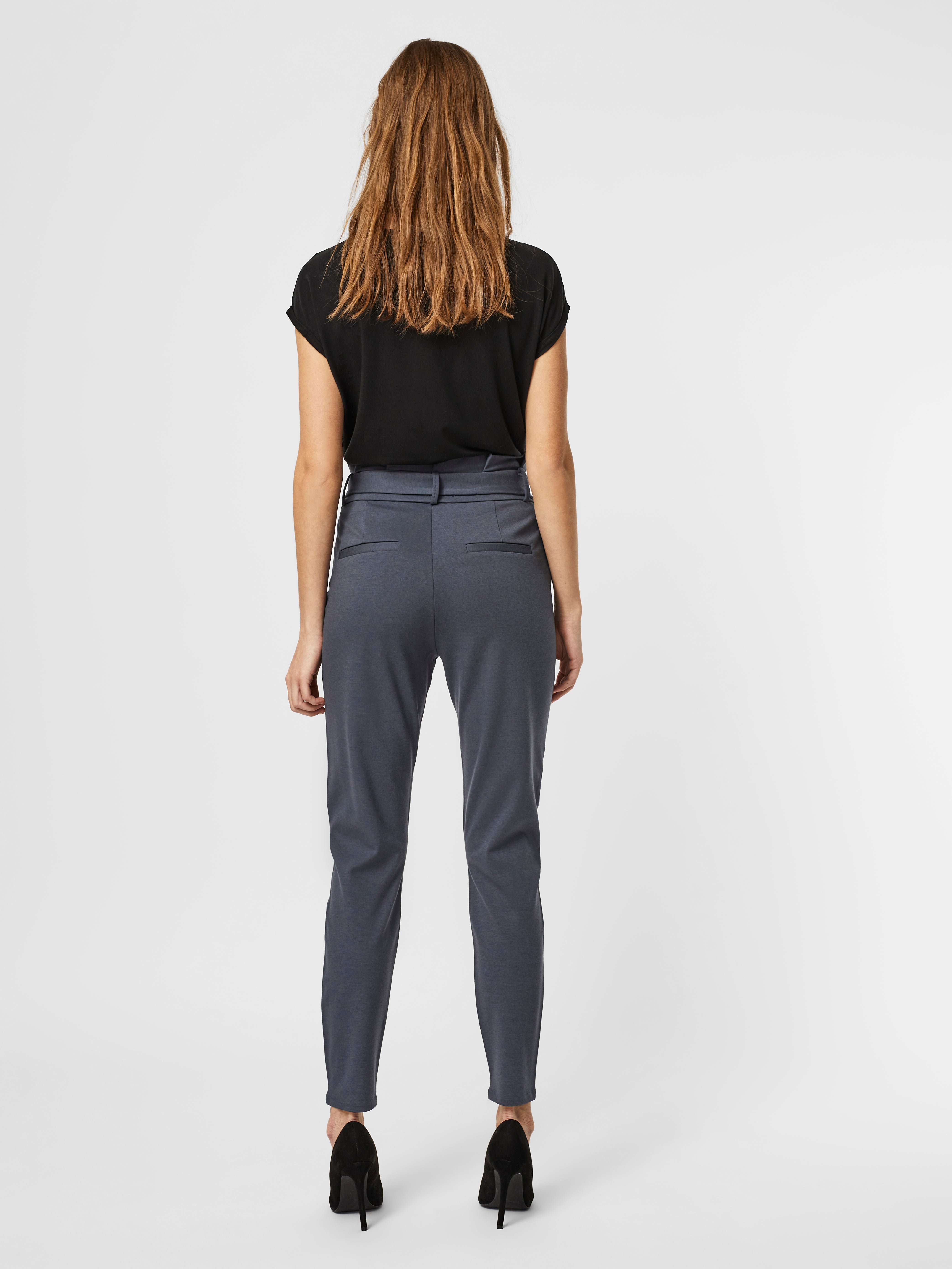 VMEVA High rise Trousers Medium Blue Vero Moda