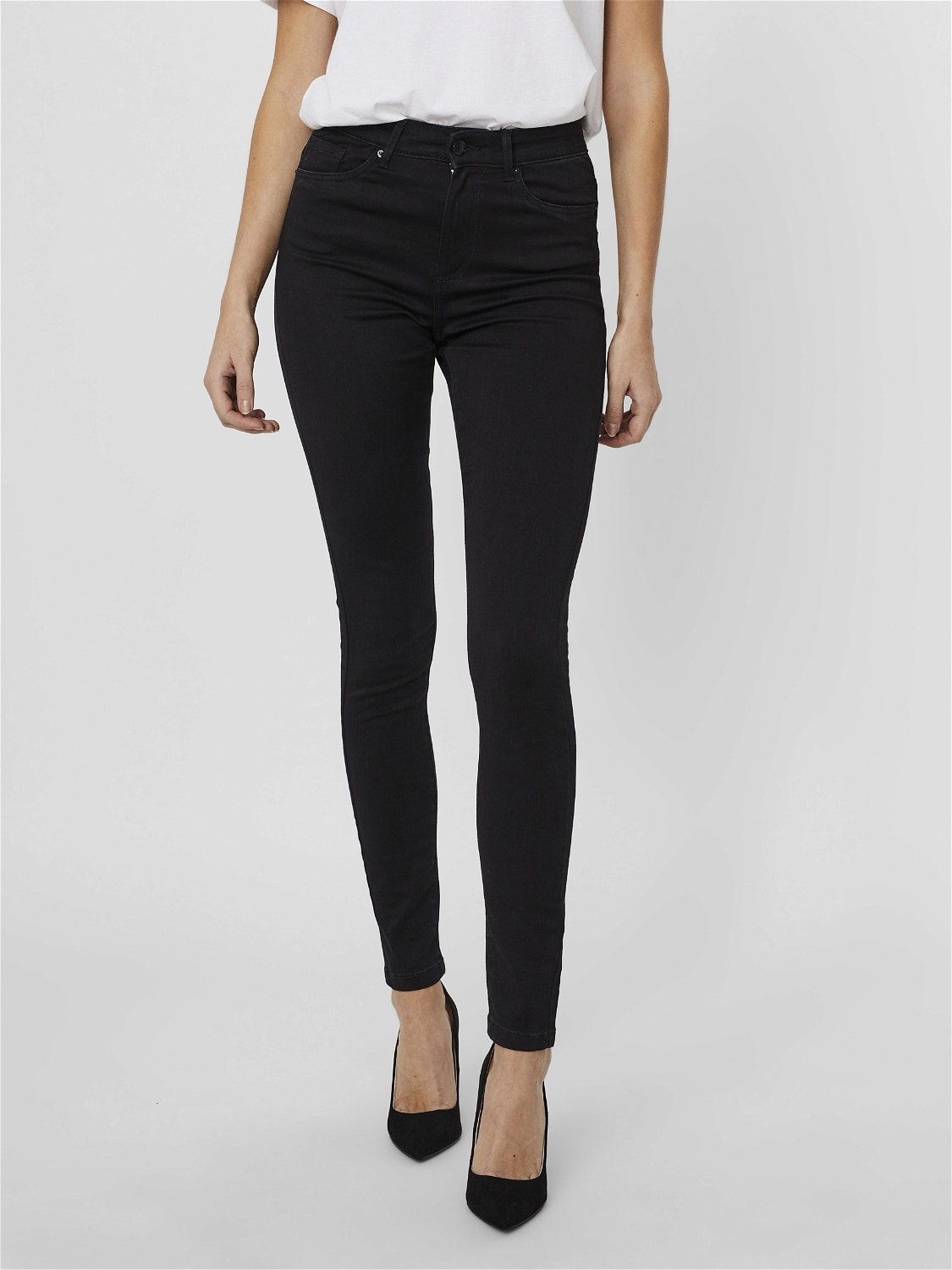 Vero Moda VMSOPHIA Hohe Taille Slim Fit Jeans -Black - 10209215