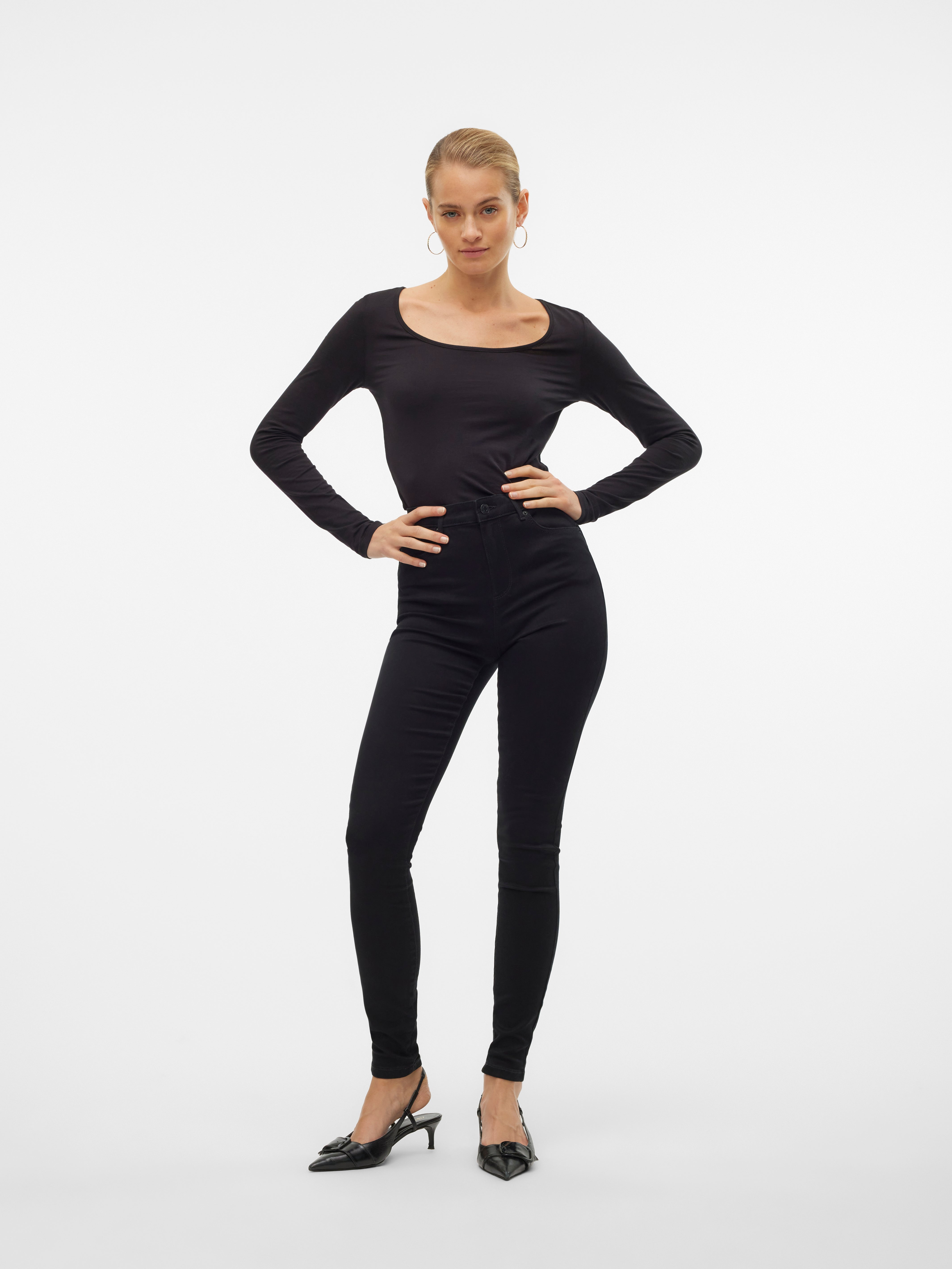 VMSOPHIA Hohe Taille Slim Fit Jeans Schwarz Vero Moda