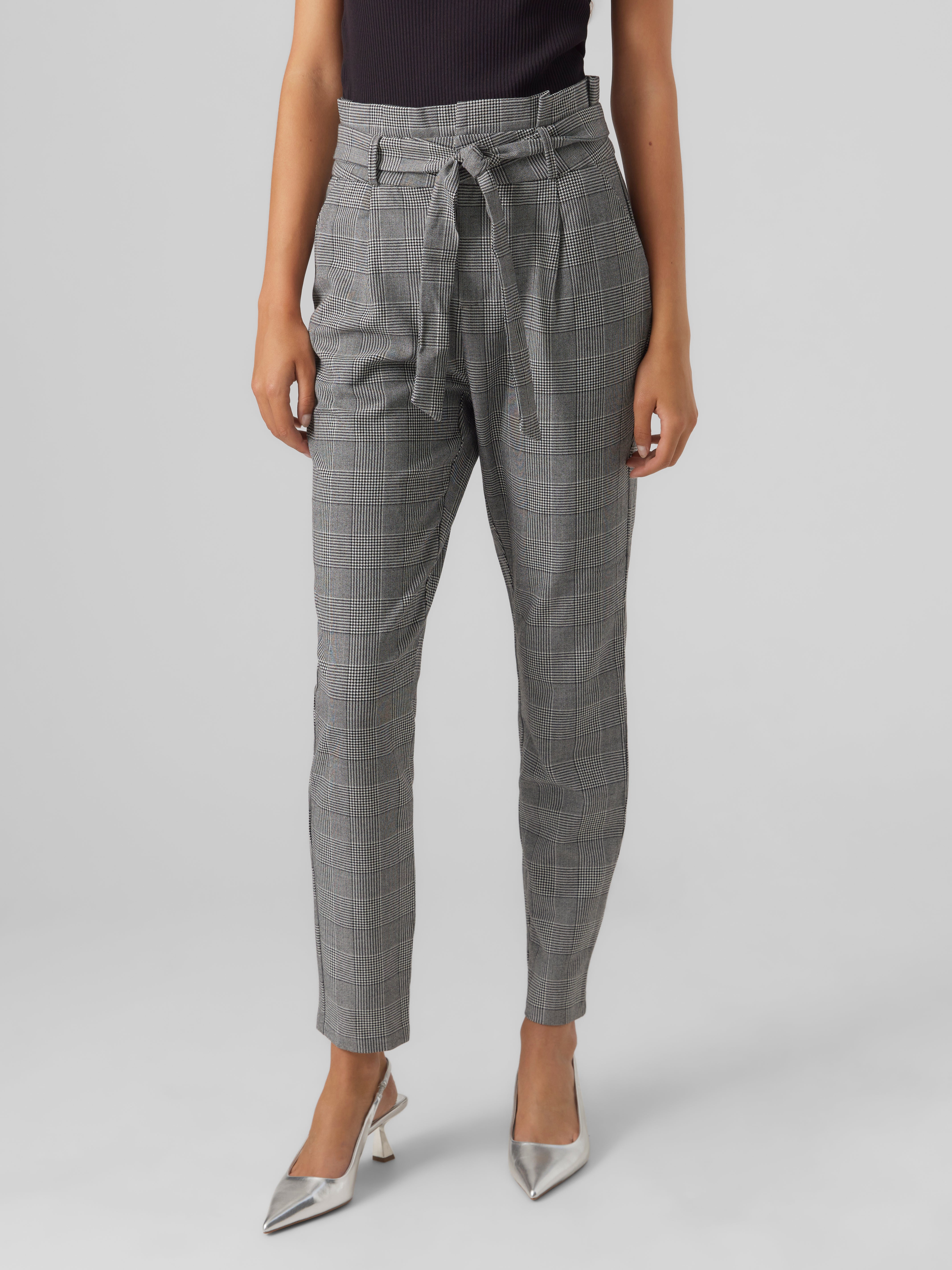 High waisted grey hot sale plaid pants