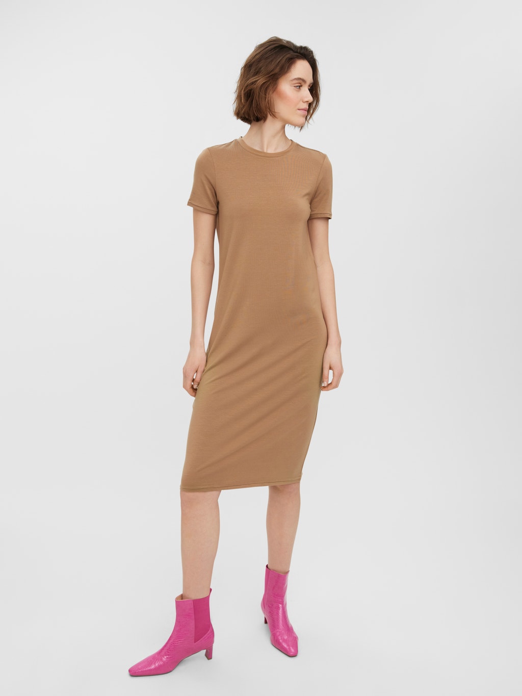 Relaxed Fit O-Neck Long dress | Dark Brown | Vero Moda®