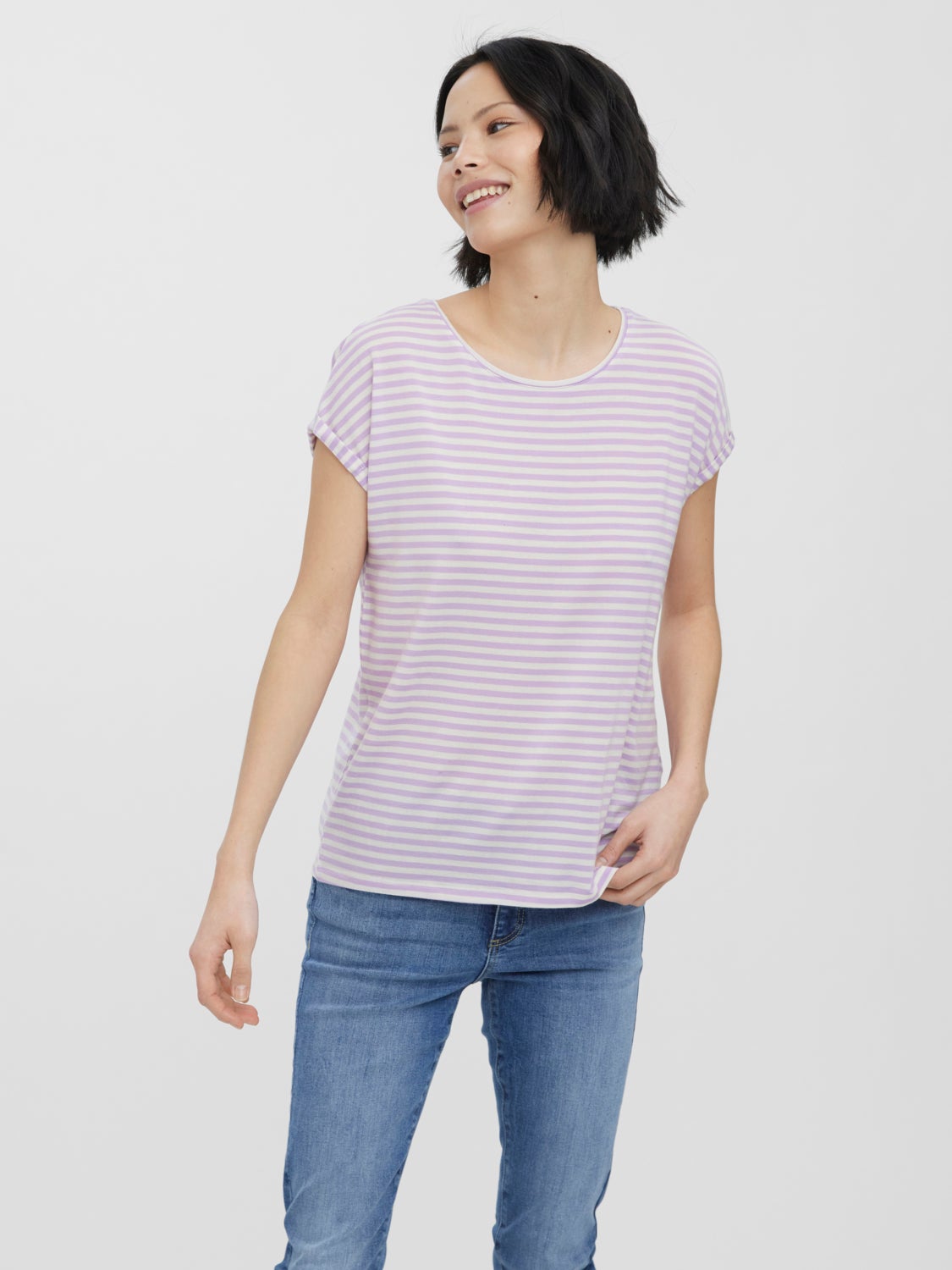 Vero Moda Oversized shirt lichtgrijs-room abstract patroon casual uitstraling Mode Shirts Oversized Shirts 