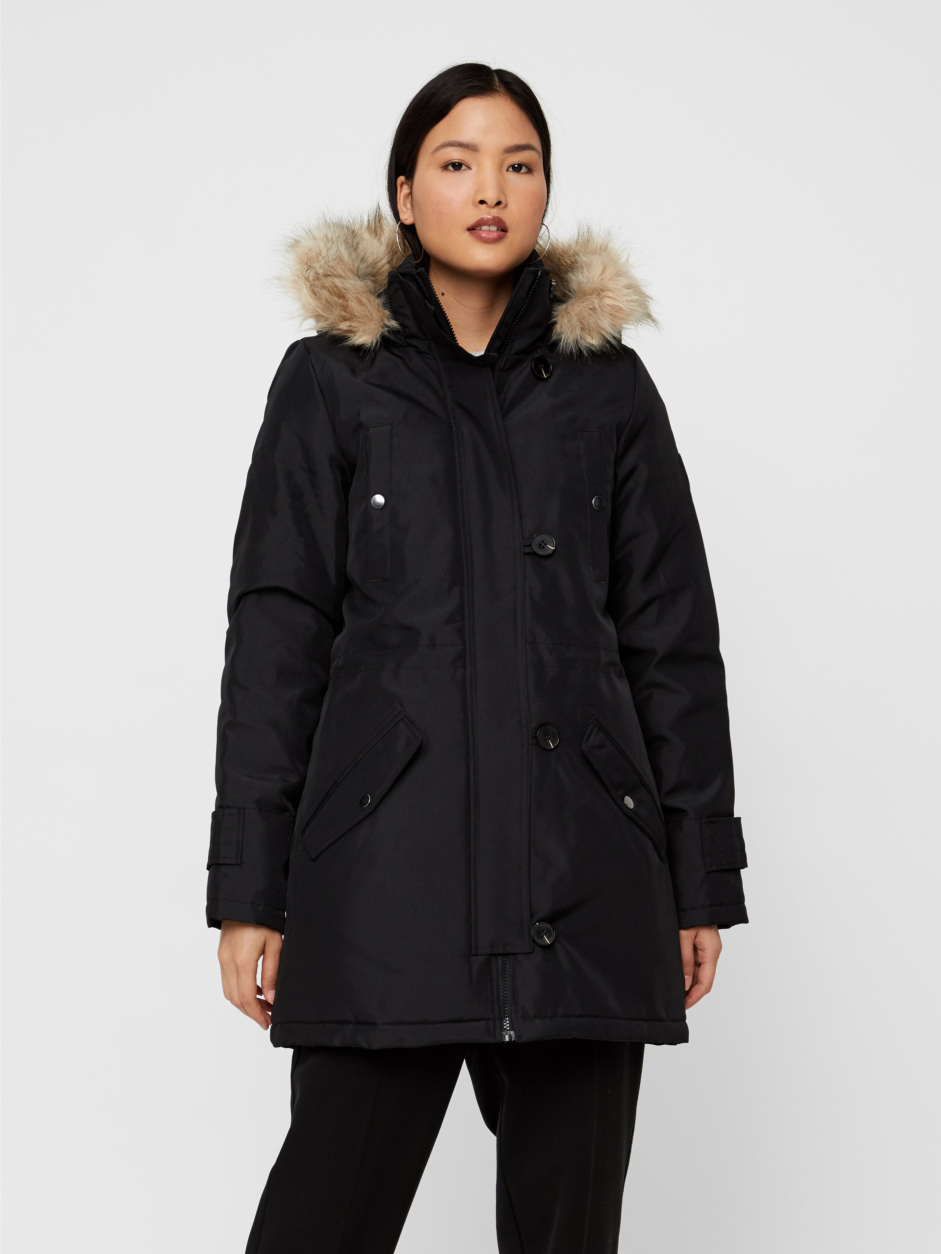 Vero moda faux clearance fur trim expedition parka