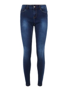 Vero Moda VMSEVEN Mid rise Slim Fit Jeans -Dark Blue Denim - 10217514