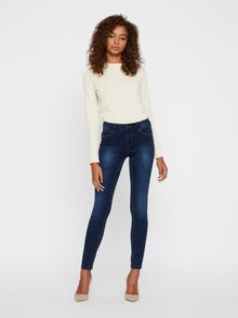 Vero Moda VMSEVEN Mid rise Slim Fit Jeans -Dark Blue Denim - 10217514