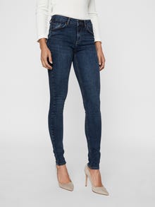 Vero Moda VMLUX Medelhög midja Slim Fit Jeans -Dark Blue Denim - 10217823