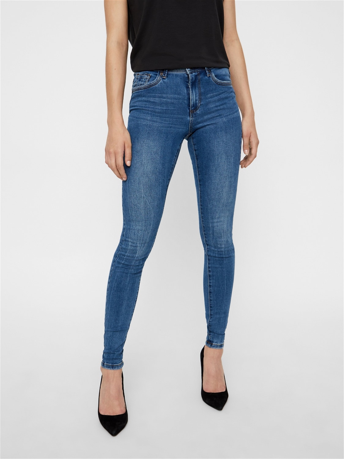 Vero Moda VMTANYA Mid rise Skinny fit Jeans -Medium Blue Denim - 10222531