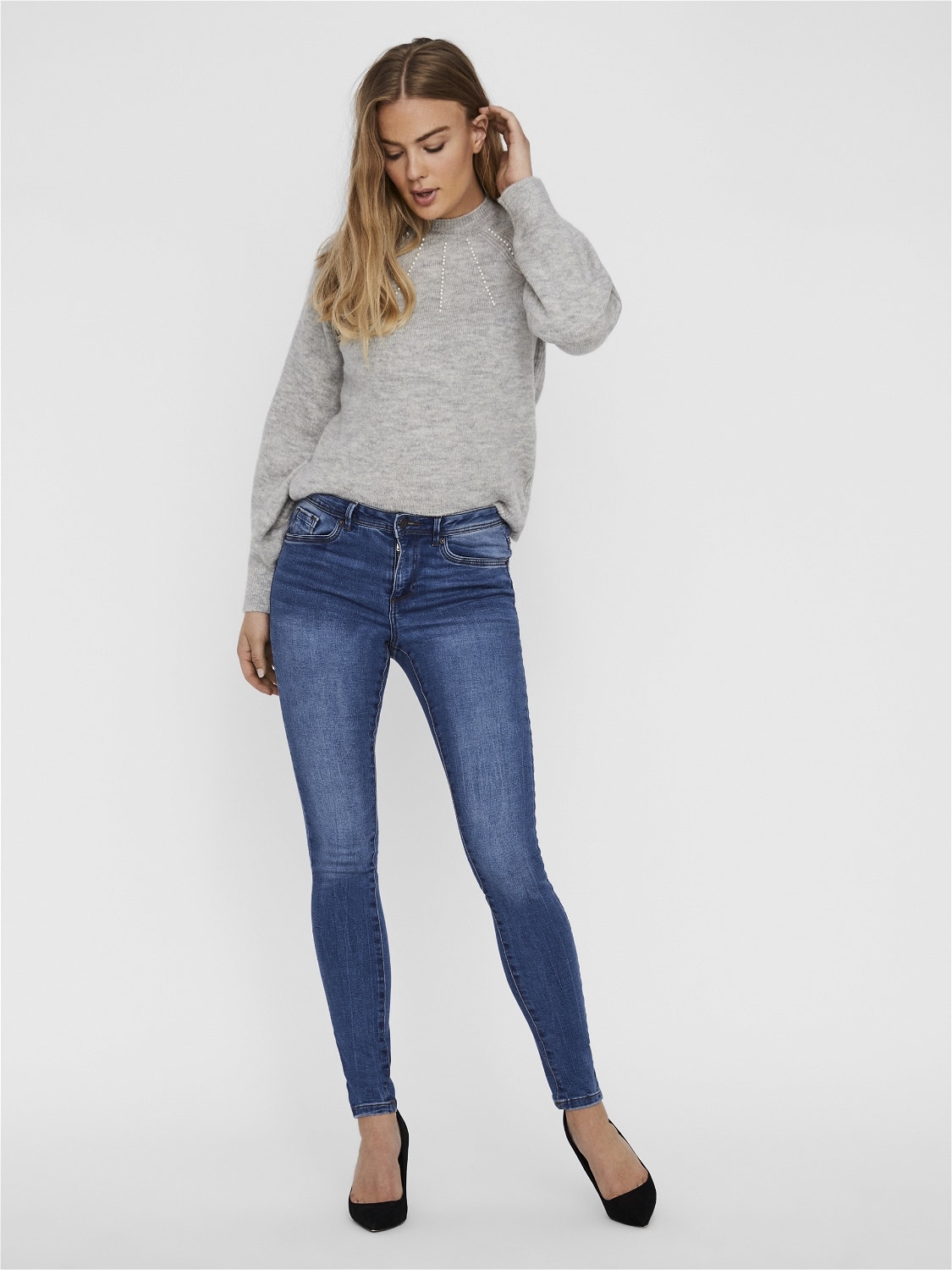 Vero Moda VMTANYA Taille moyenne Skinny Fit Jeans -Medium Blue Denim - 10222531