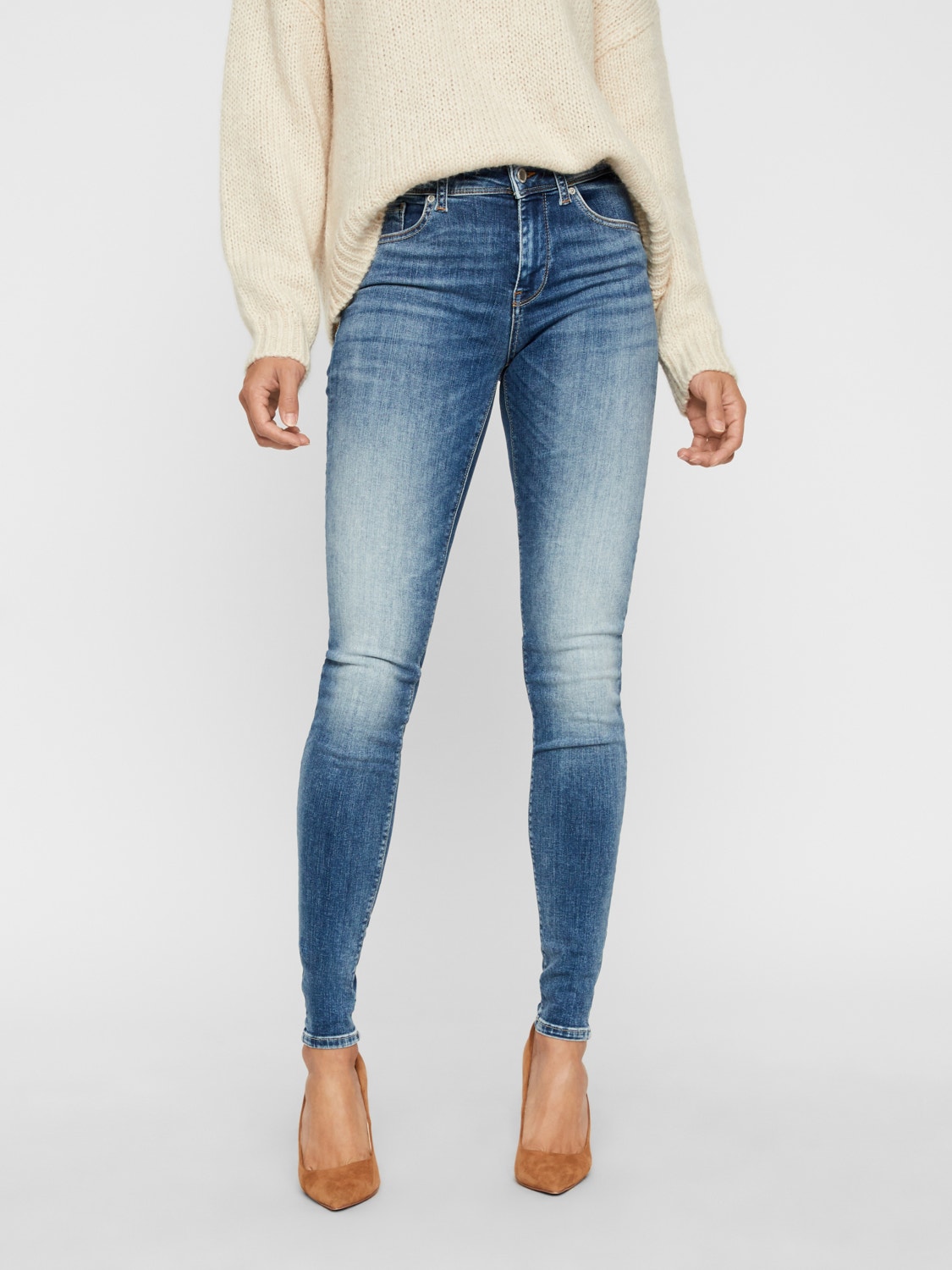 Vero Moda VMLUX Mid rise Slim fit Jeans -Medium Blue Denim - 10226464