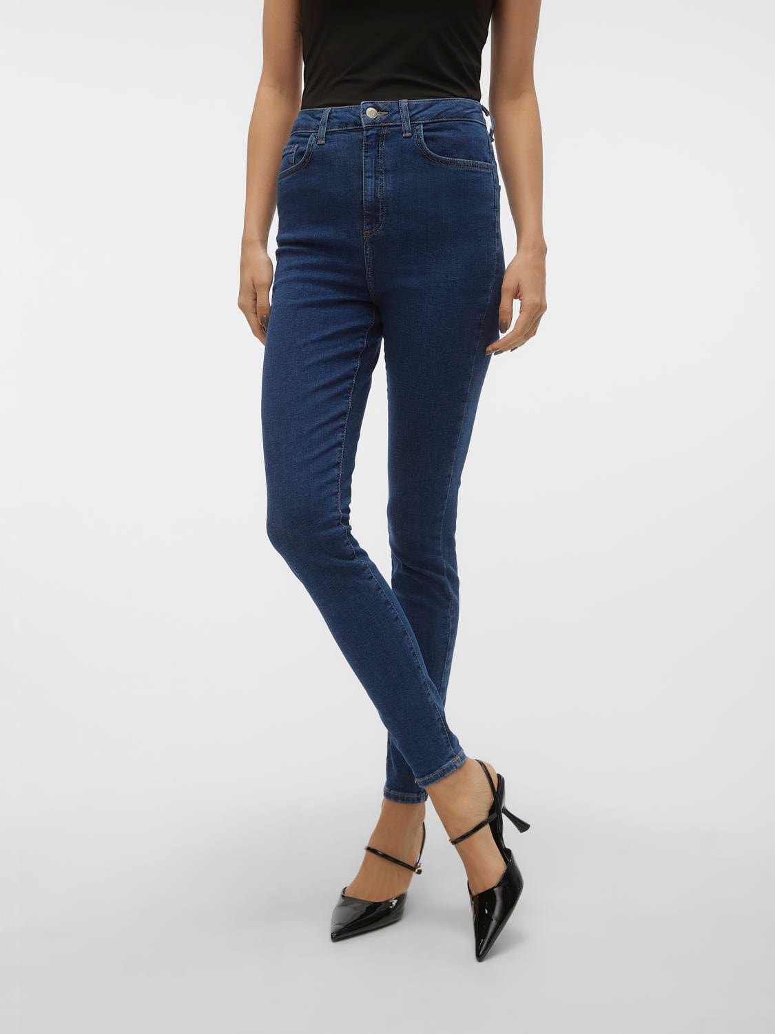 Vero Moda VMSANDRA Taille extra haute Skinny Fit Jeans -Medium Blue Denim - 10227316