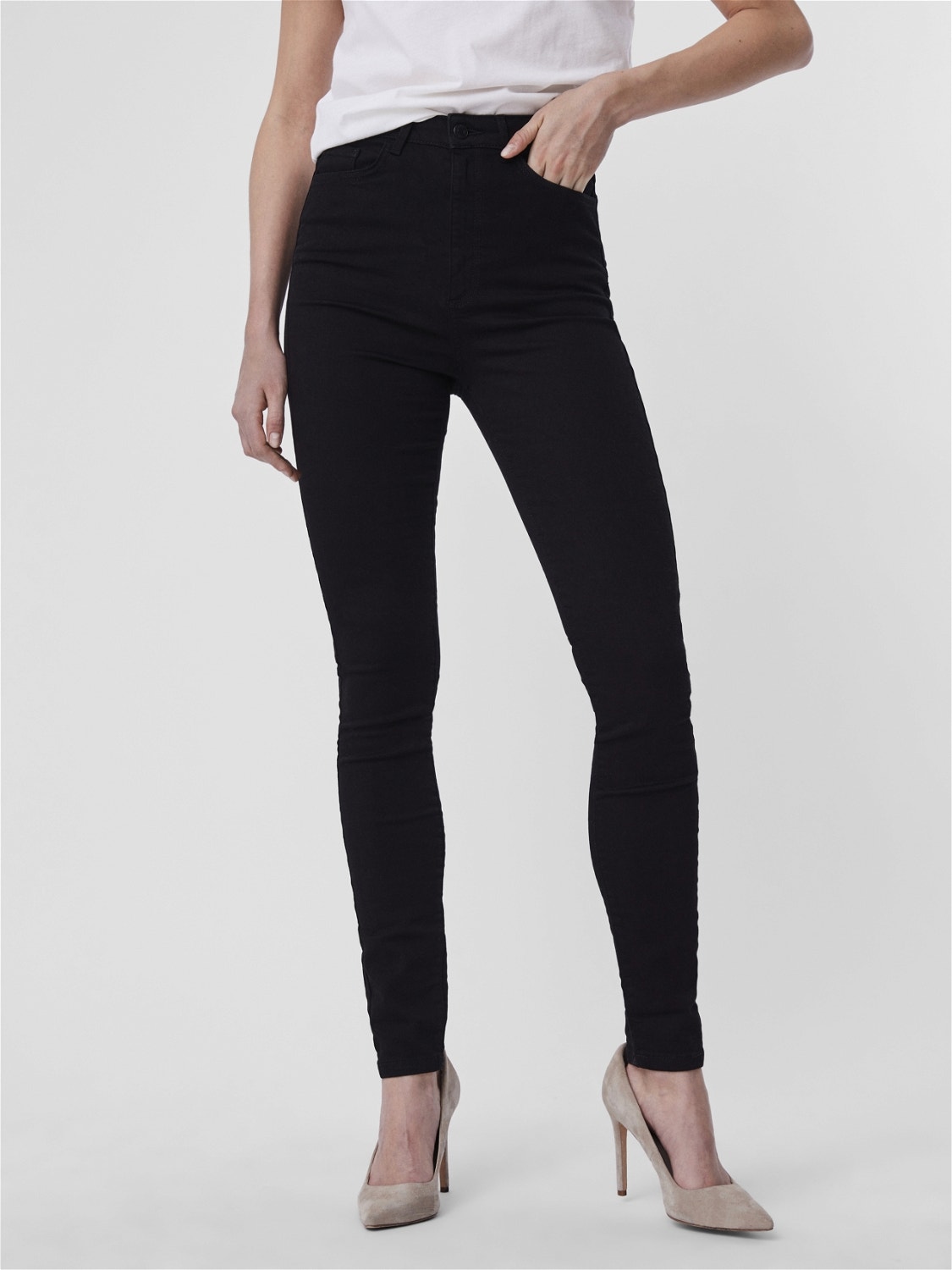 Vero Moda VMSANDRA Super high rise Skinny Fit Jeans -Black - 10227355