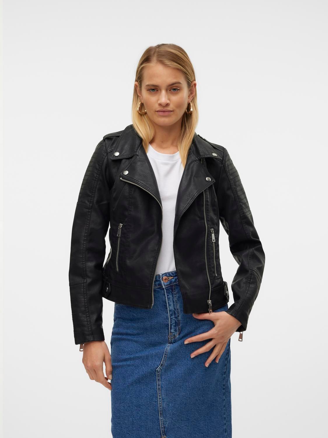 Biker collar Strap detail Jacket | Black | Vero Moda®