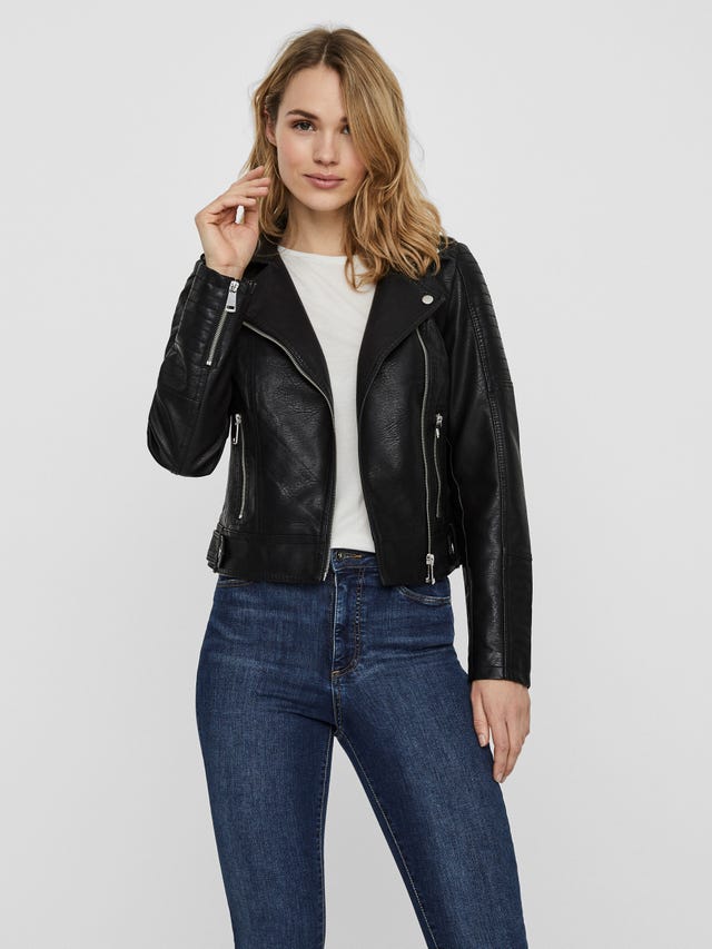 Faux Leather Shirt Jacket for Tall Women