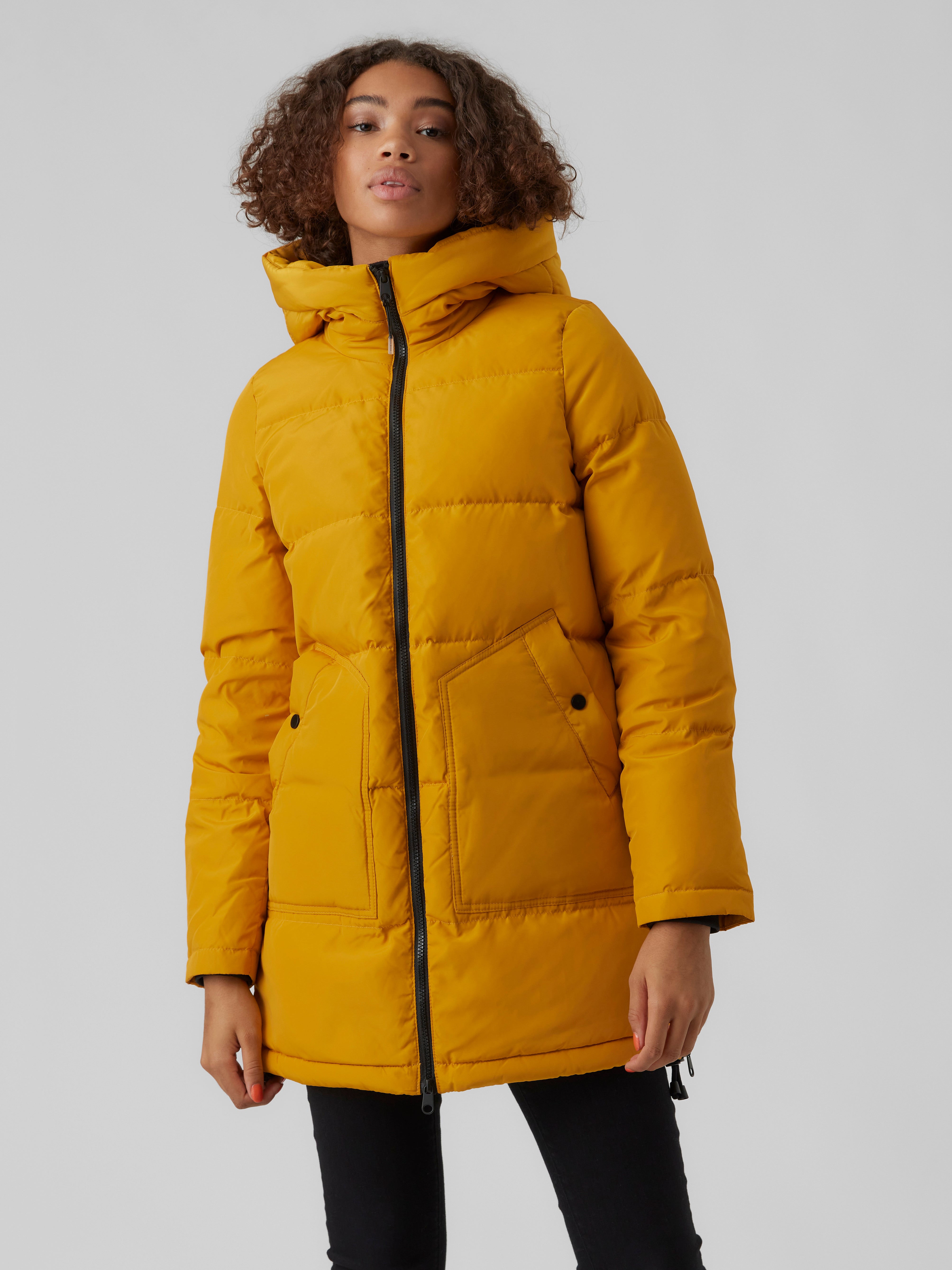 Yellow hot sale hooded coat