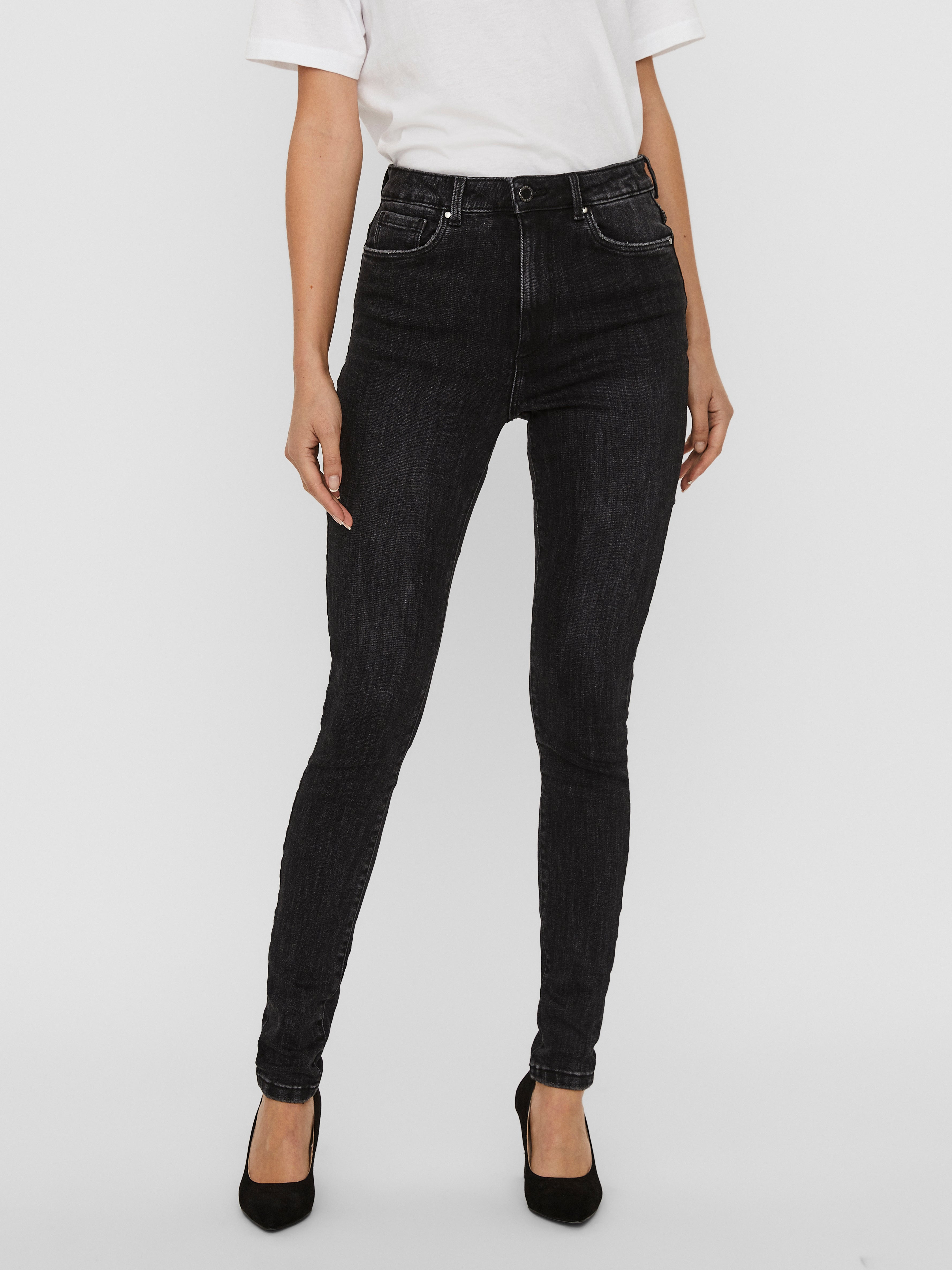 Vero Moda High Waist Jeans black-red striped pattern casual look Fashion Jeans High Waist Jeans 