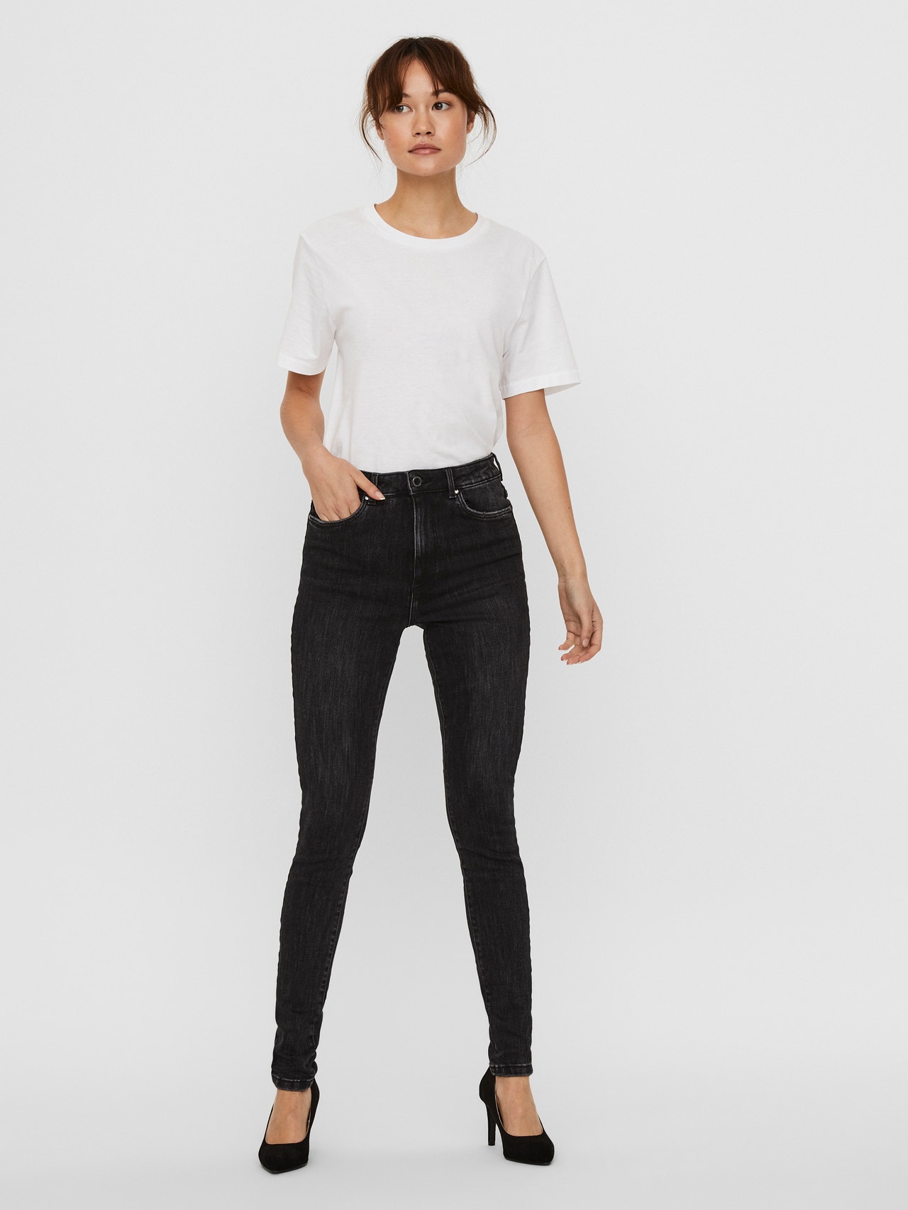 Vero Moda VMLOA Taille haute Skinny Fit Jeans -Black - 10233039