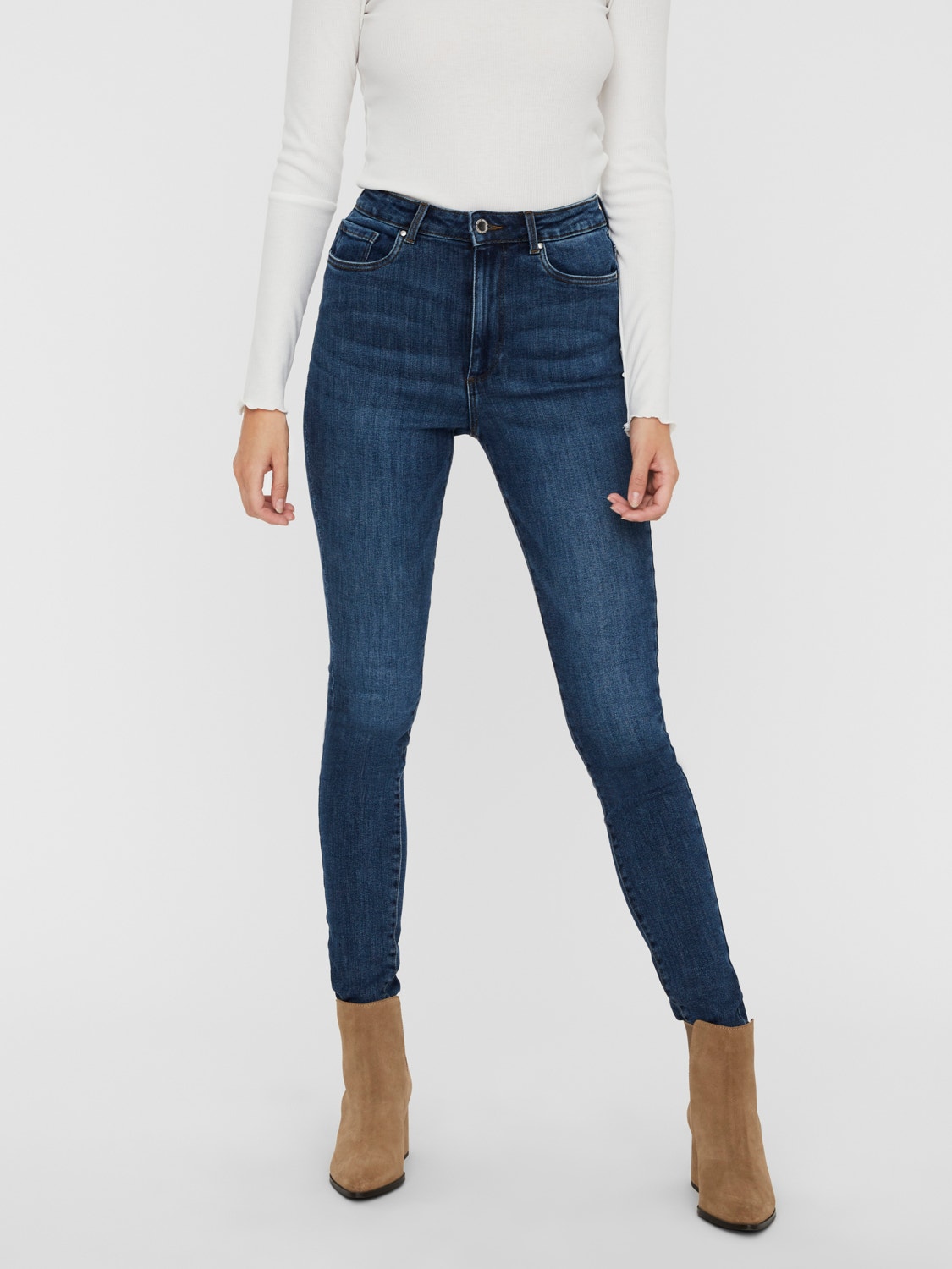 Vero Moda VMLOA Hög midja Skinny Fit Jeans -Medium Blue Denim - 10233042