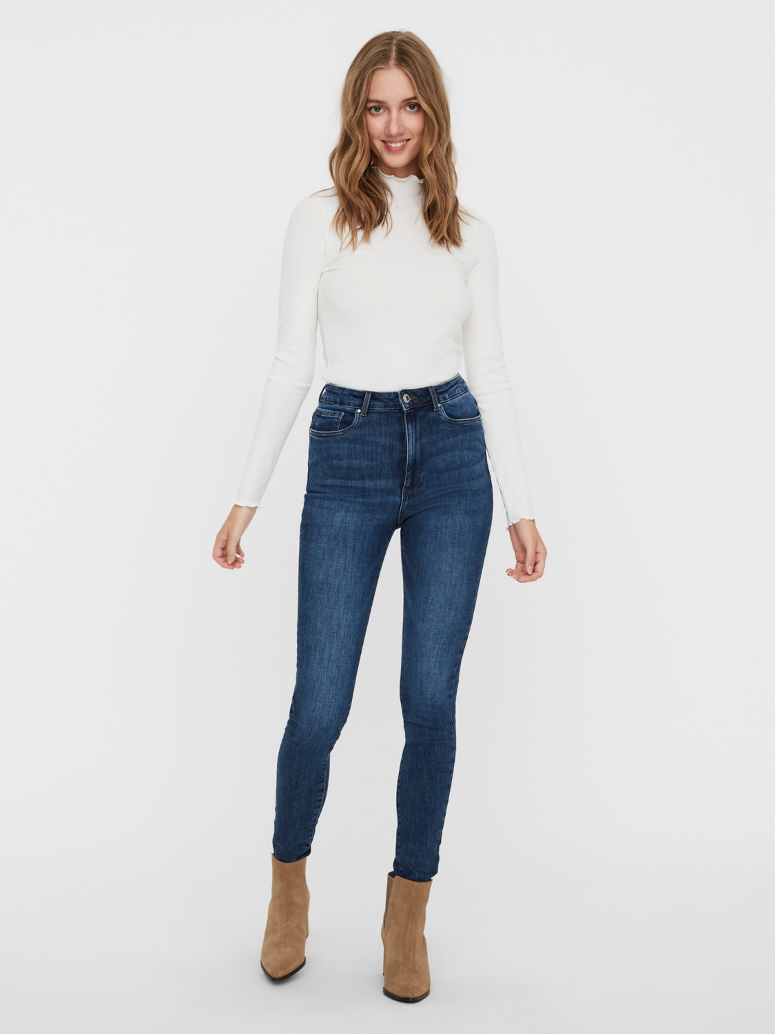 Vero Moda VMLOA Høj talje Skinny fit Jeans -Medium Blue Denim - 10233042
