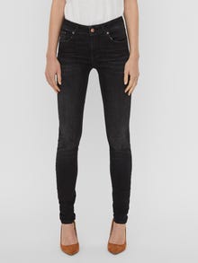 Vero Moda VMLUX Medelhög midja Slim Fit Jeans -Black - 10233055