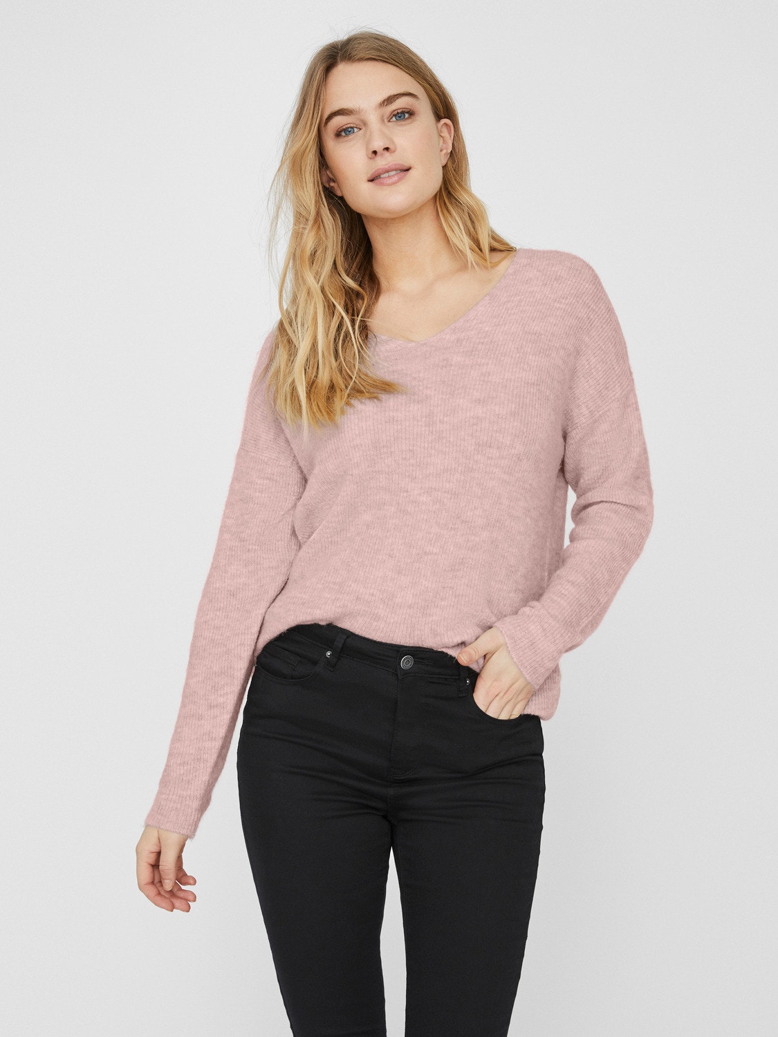 VERO MODA Vmnovah Rib LS V-Neck Pullover Noos, Betulla, XS VERO MODA Vmnovah Rib LS V-Neck Pullover Noos, Betulla, XS