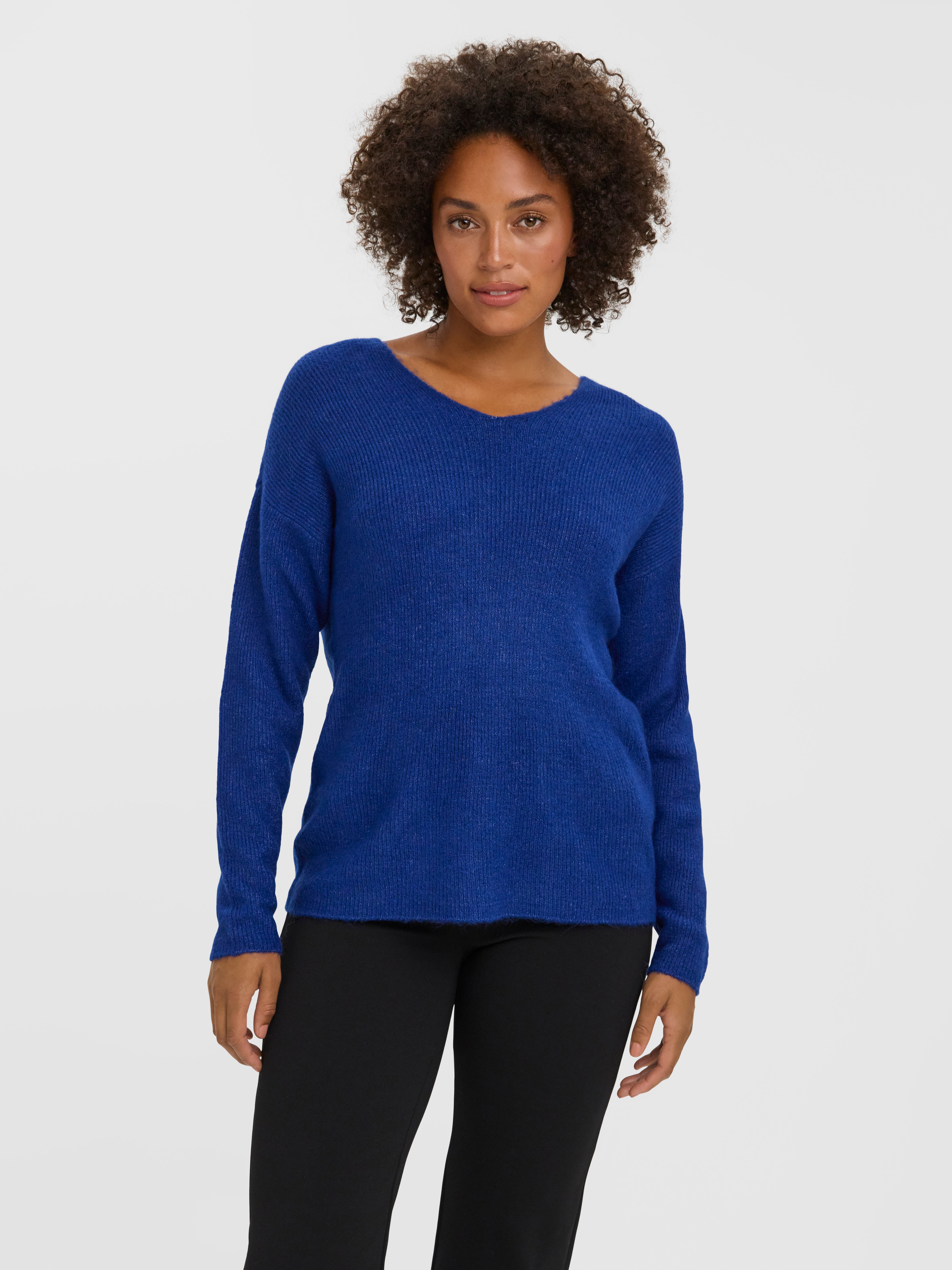 royal blue v neck sweater women's