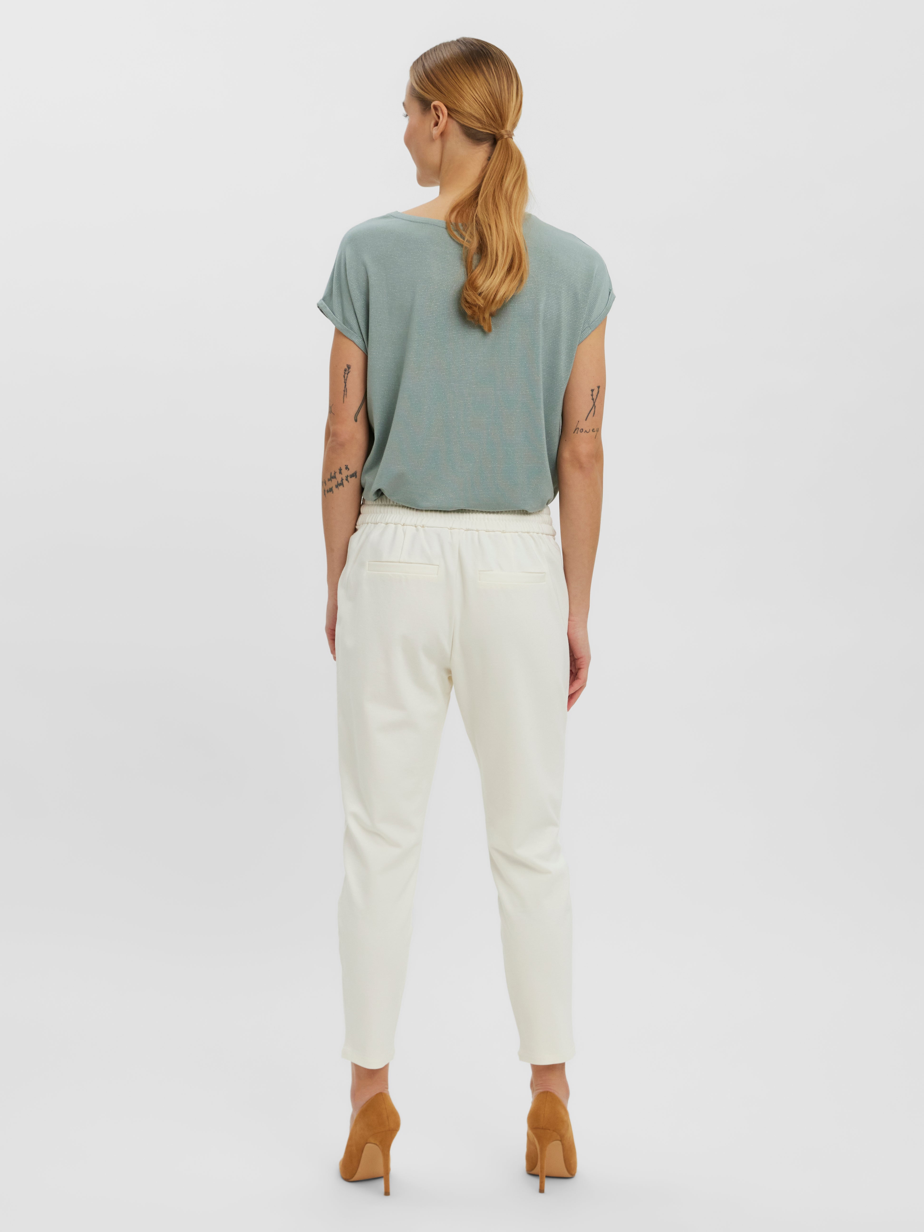 Buy VERO MODA Off White Womens 4 Pocket Solid Wide Pants | Shoppers Stop