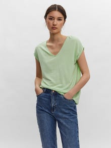 Vero Moda Tavapärane lõige V-kaelus T-särk -Pastel Green - 10235286