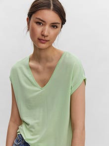 Vero Moda Tavapärane lõige V-kaelus T-särk -Pastel Green - 10235286