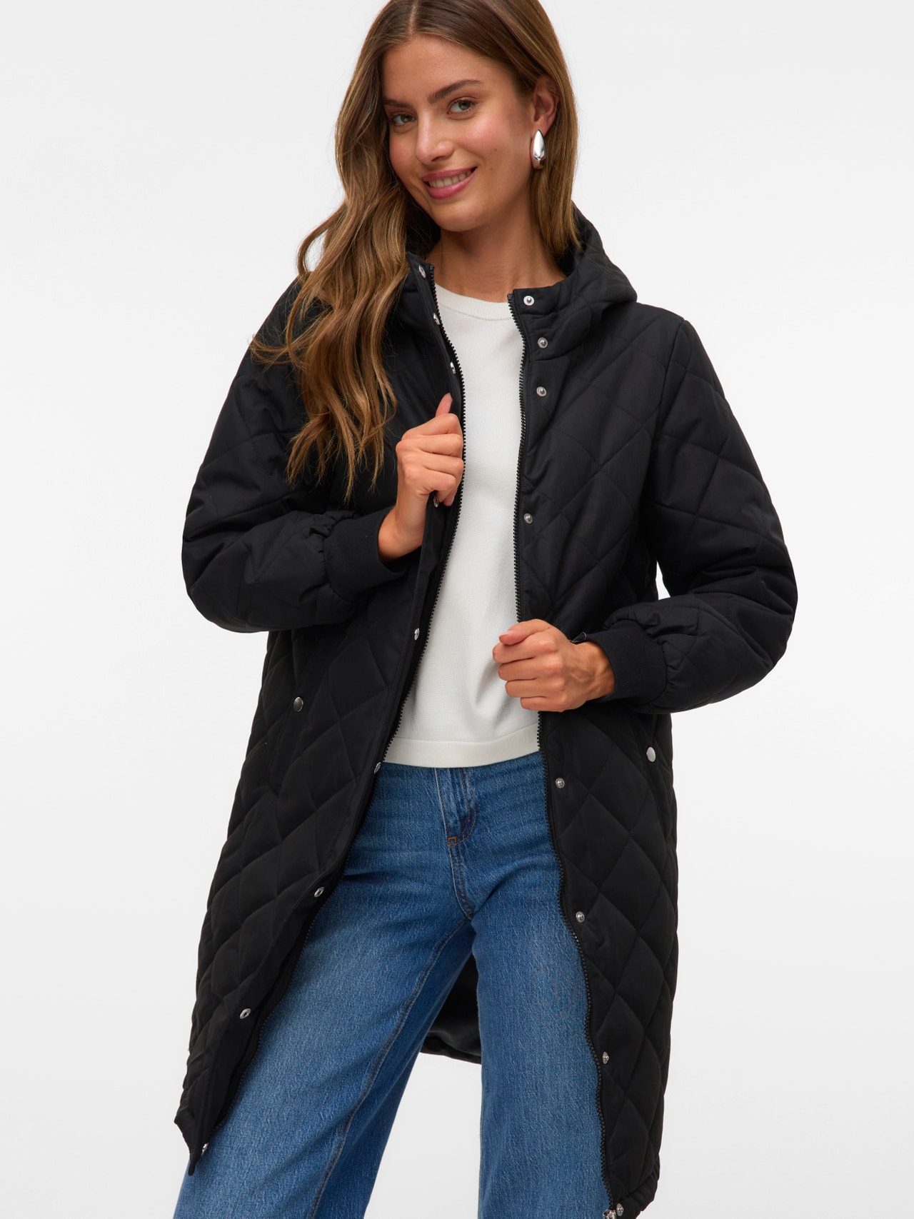 VERO MODA Dames Vmlouise Zigzag Long Coat Noos mantel, zwart, XXL VERO MODA Dames Vmlouise Zigzag Long Coat Noos mantel, zwart, XXL