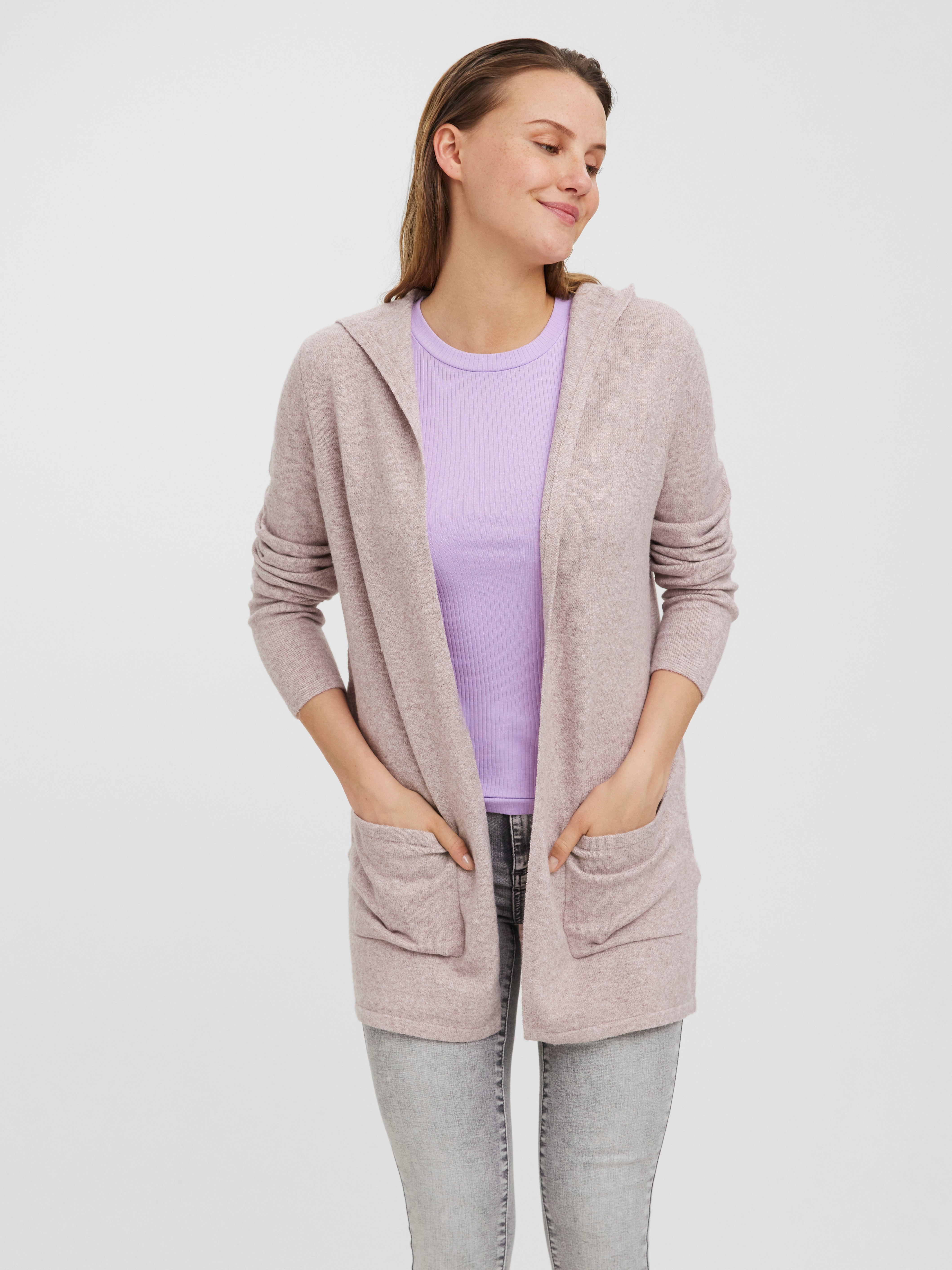 Vero Moda Fuzzy Knit Cropped Cardigan in Purple