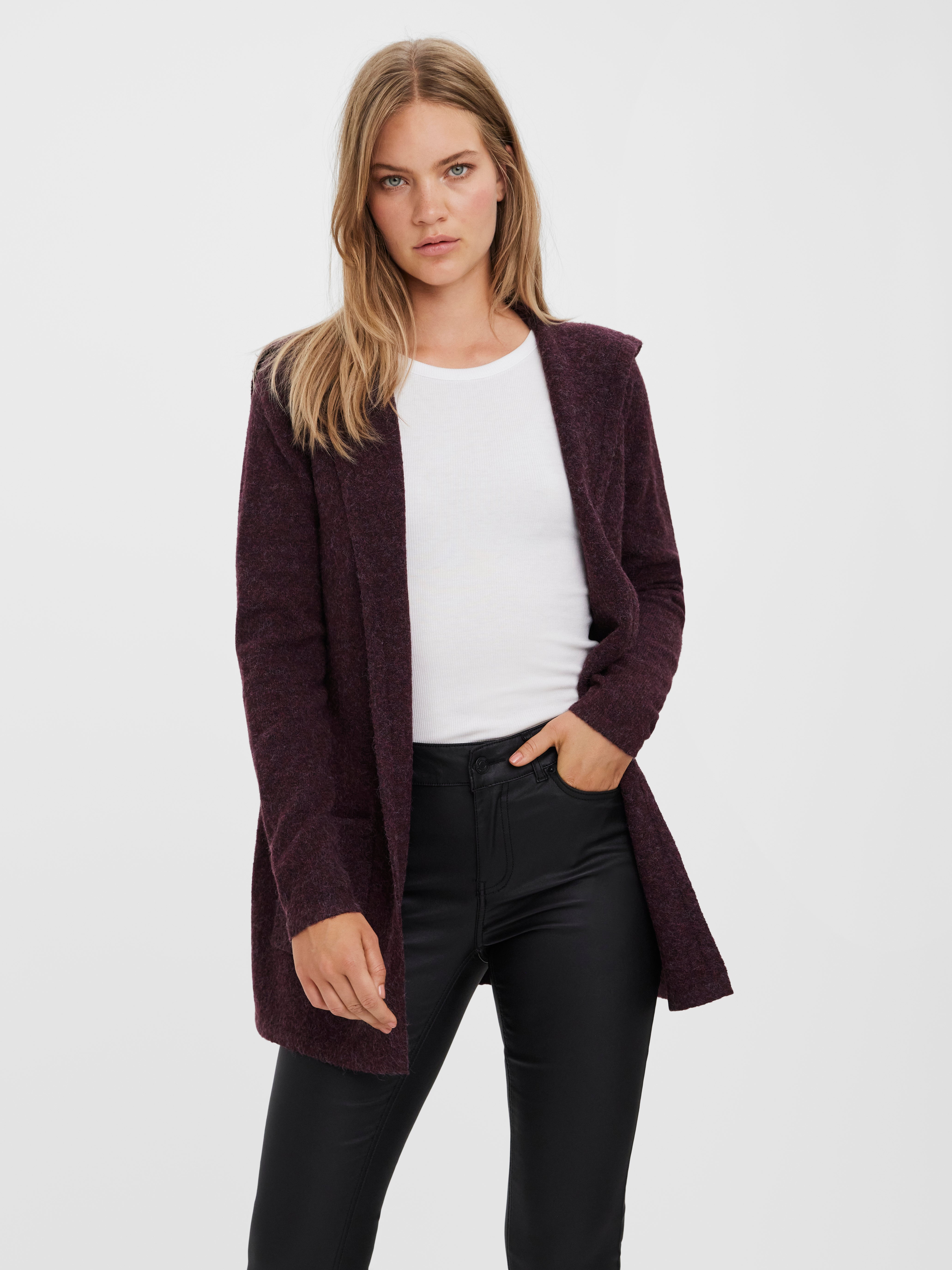 O-Neck Knit Cardigan | Dark Red | Vero 