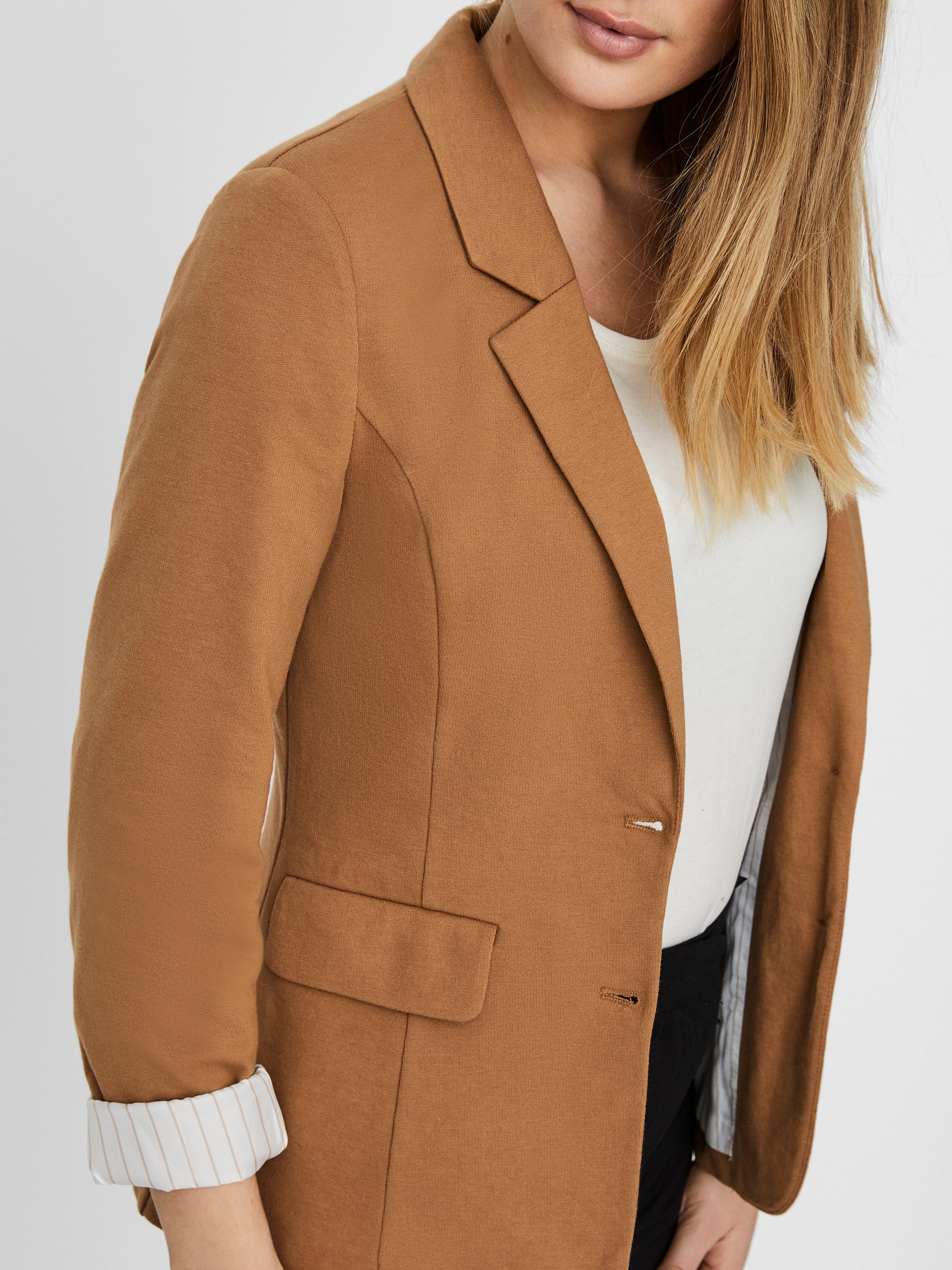 Veste Blazer Eileen Fisher Marron Moyen - Crêpe En Coton Bio - Taille M - Occasion Très Bon état