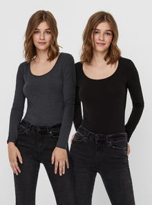 Vero Moda VMMAXI 2-Pack T-Shirt -Dark Grey Melange - 10236178