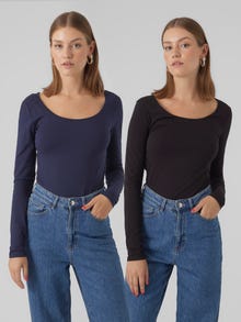 Vero Moda VMMAXI 2-Pack T-shirts -Black Iris - 10236178