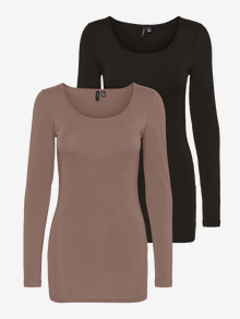 Vero Moda VMMAXI 2-Pack T-shirt -Brown Lentil - 10236178