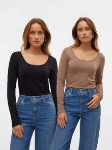 Vero Moda VMMAXI 2-Pack T-shirts -Brown Lentil - 10236178